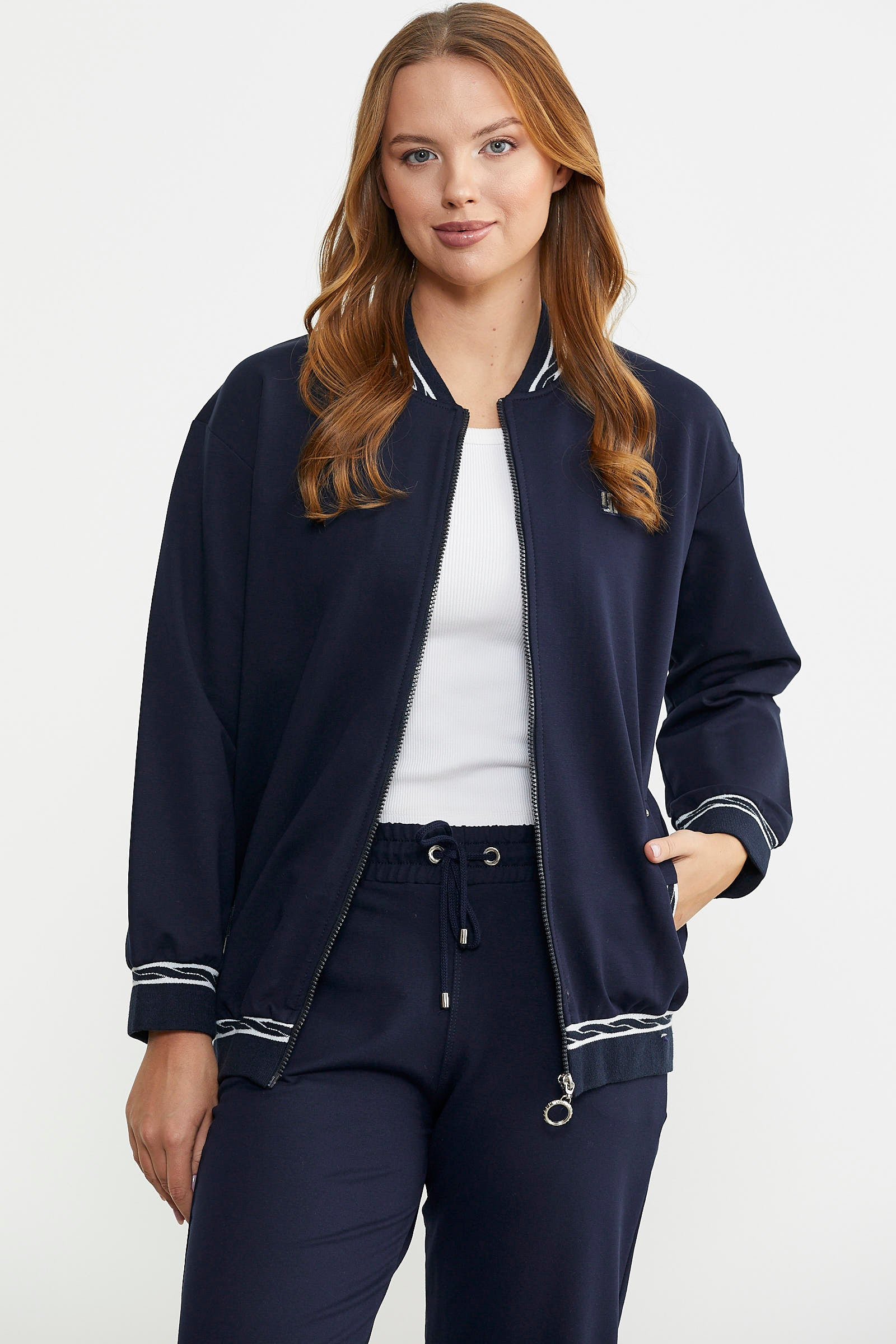 Ribanalı Tunik Eşofman Takım - Lacivert - Sementa