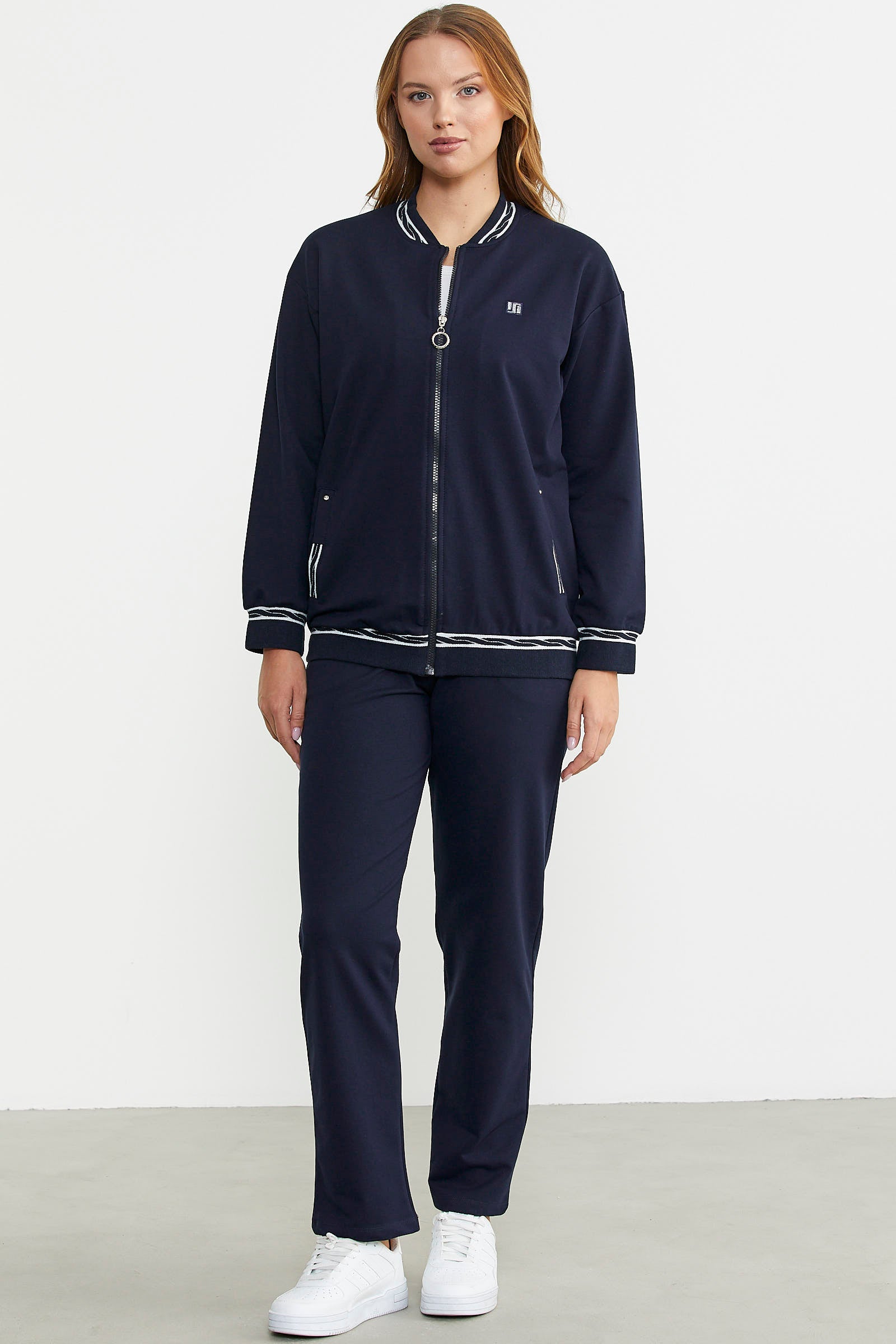 Ribanalı Tunik Eşofman Takım - Lacivert - Sementa