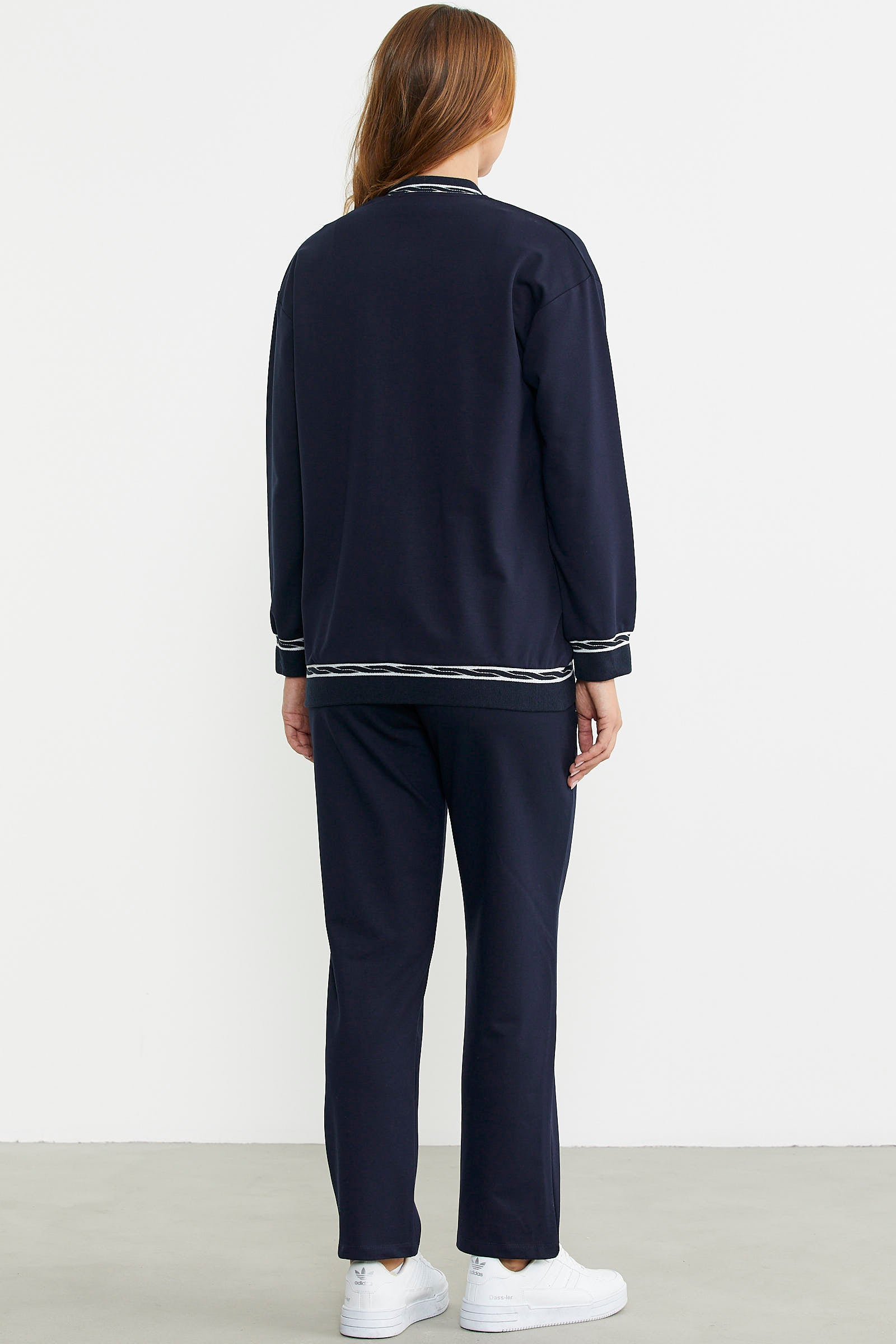 Ribanalı Tunik Eşofman Takım - Lacivert - Sementa