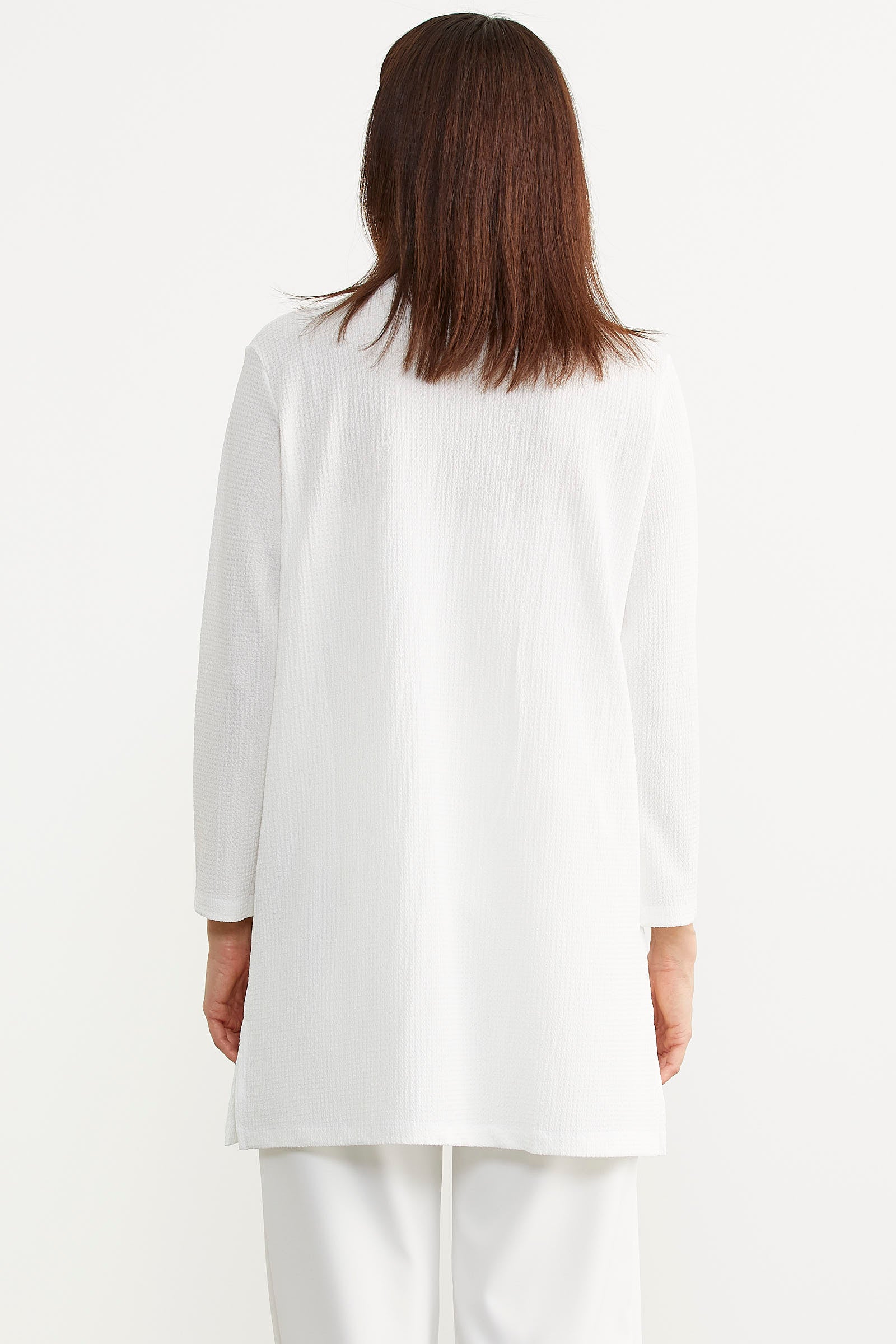 Triko Şeritli Büyük Beden Krep Ceket - Ekru (6) Sementa