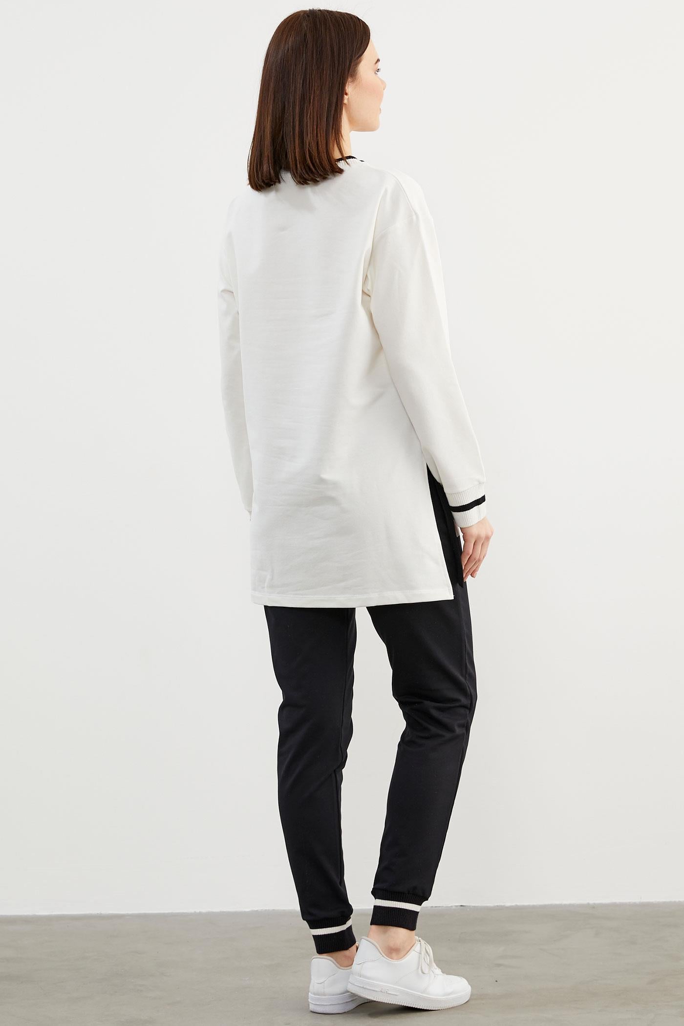 Triko Yaka Detaylı Oversize Eşofman Takım - Siyah (5) Sementa