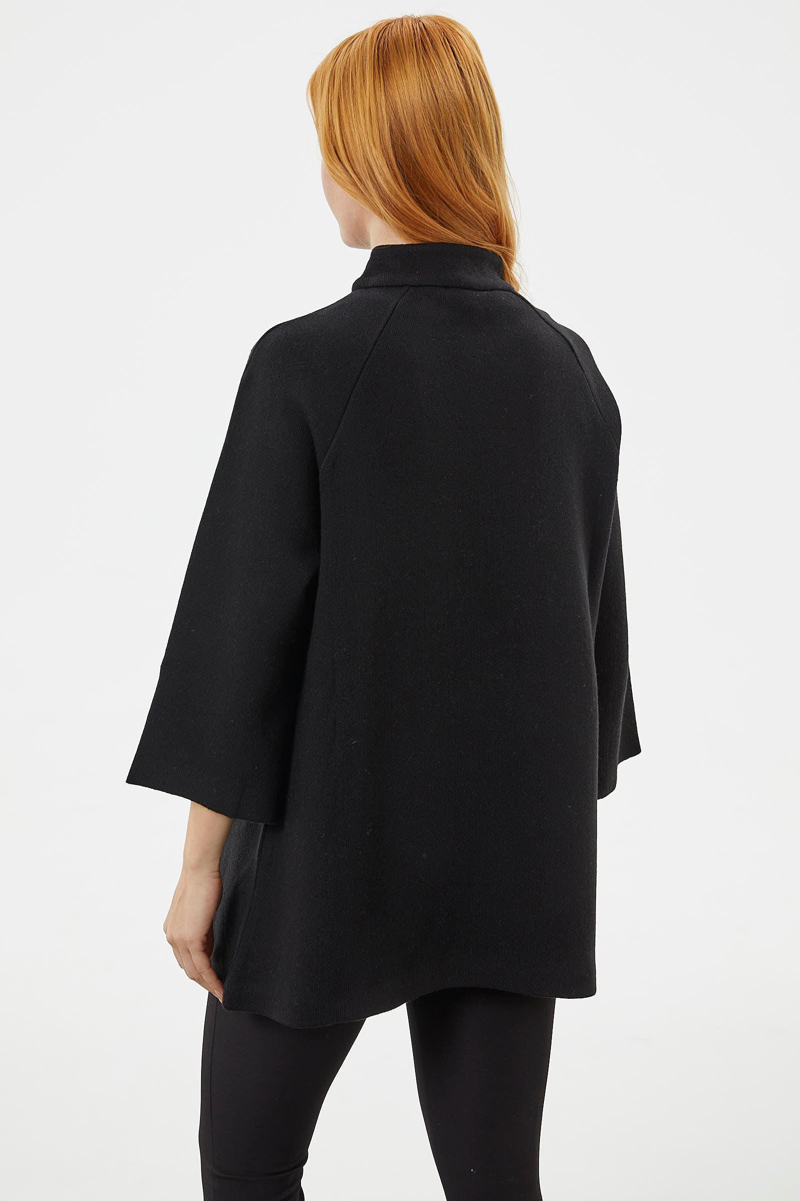 Truvakar Kol Dik Yaka Fermuarlı Triko Ceket - Siyah (5) Sementa