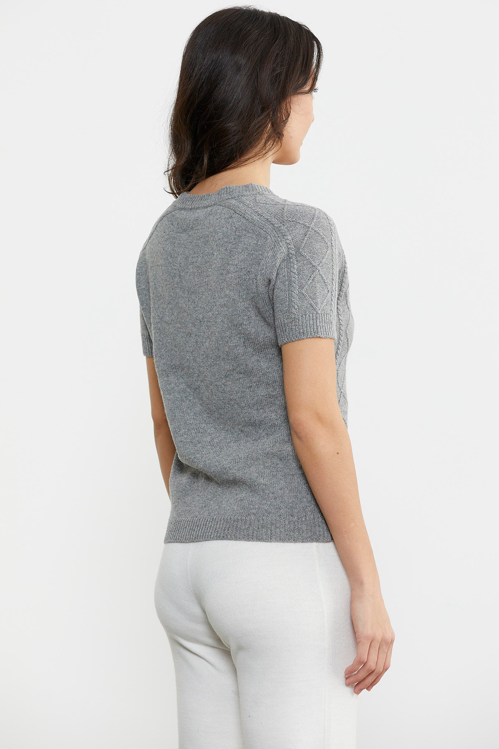 U Yaka Yünlü Triko Kazak - Gri (5) Sementa