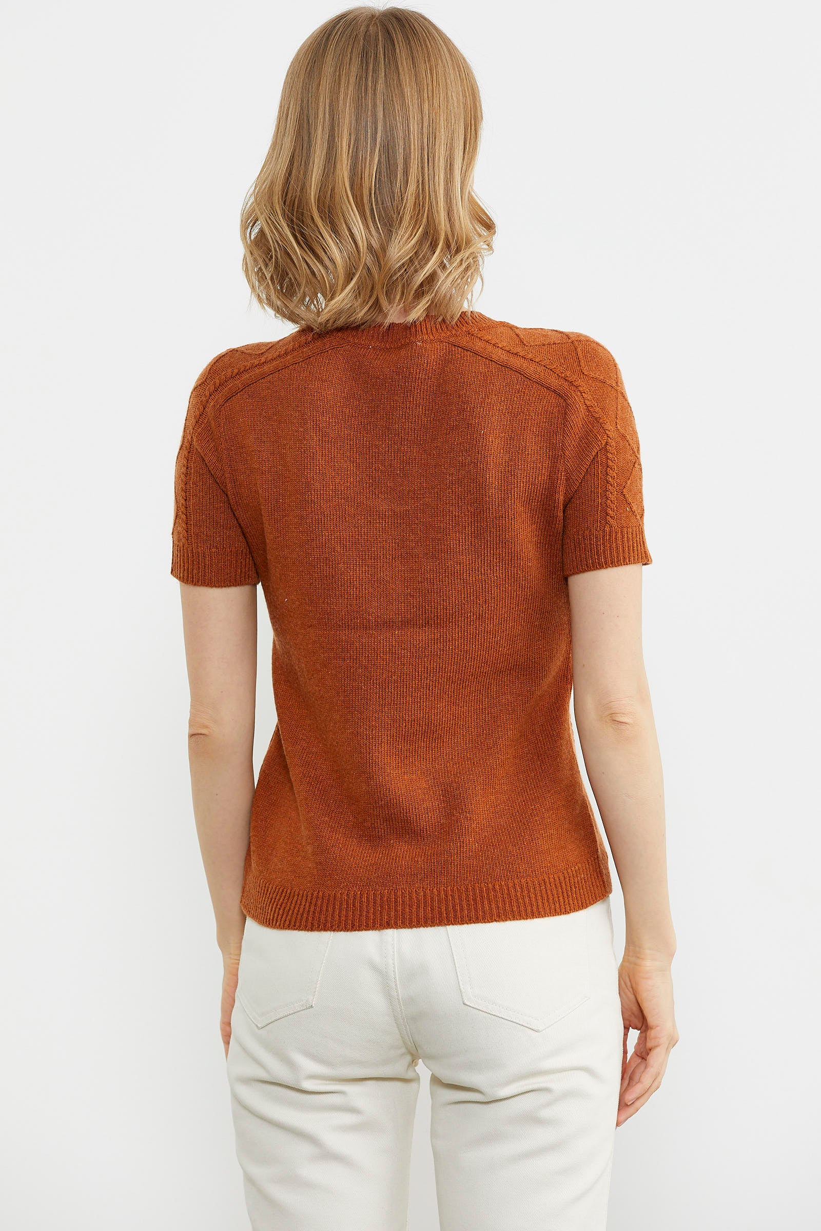 U Yaka Yünlü Triko Kazak - Kiremit (5) Sementa