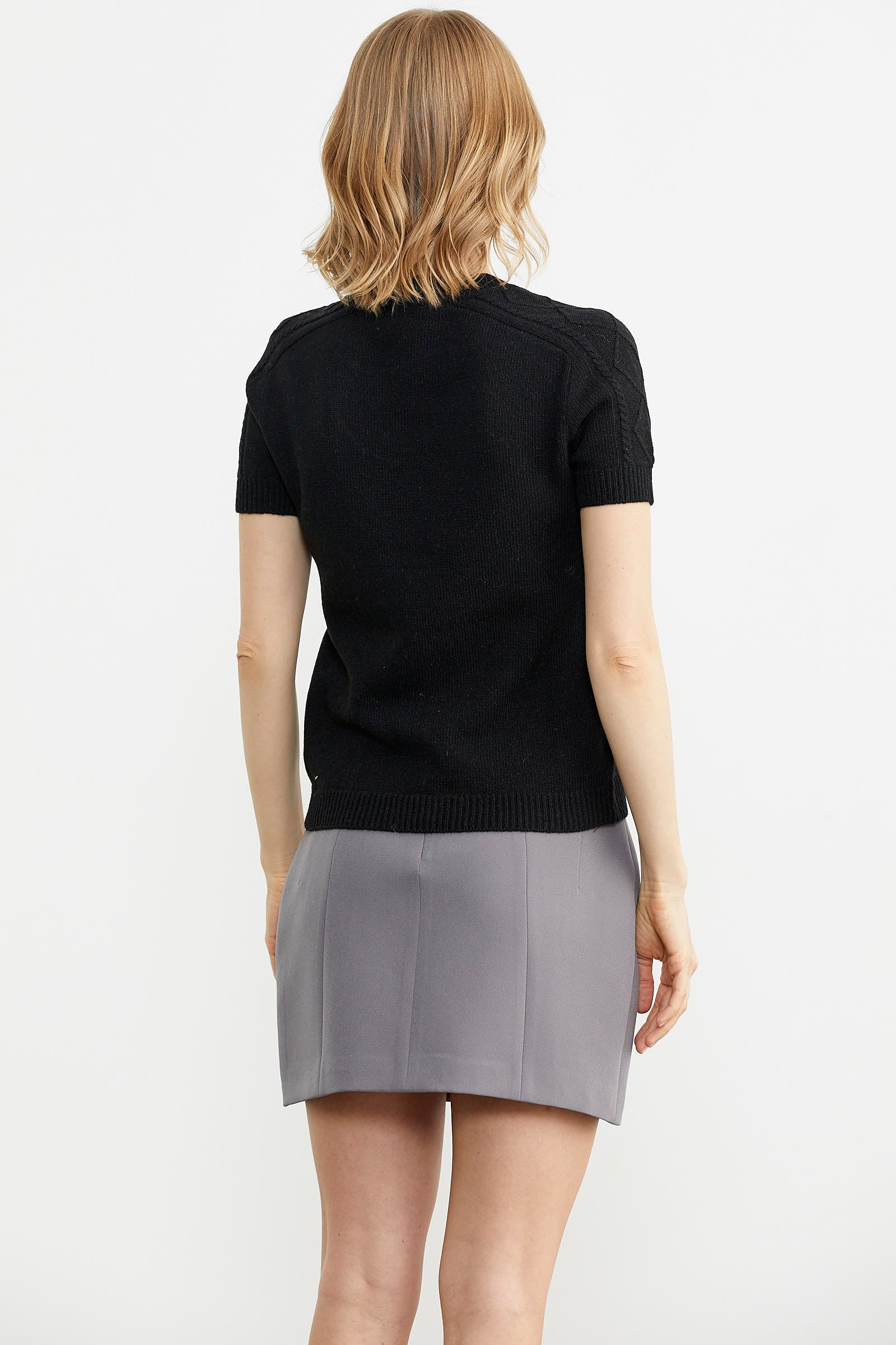 U Yaka Yünlü Triko Kazak - Siyah (5) Sementa