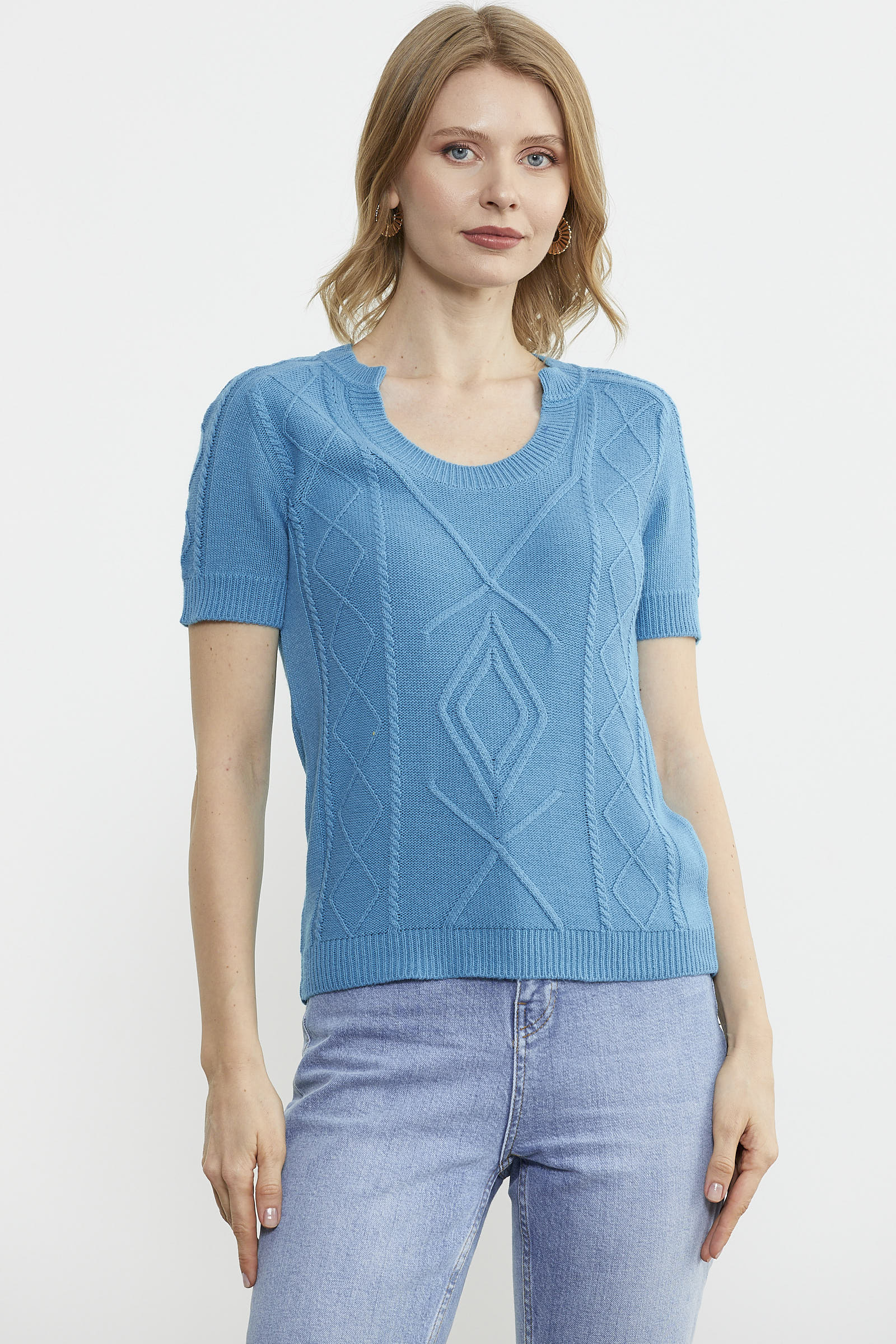 U Yaka Yünlü Triko Kazak - Turkuaz (1) Sementa