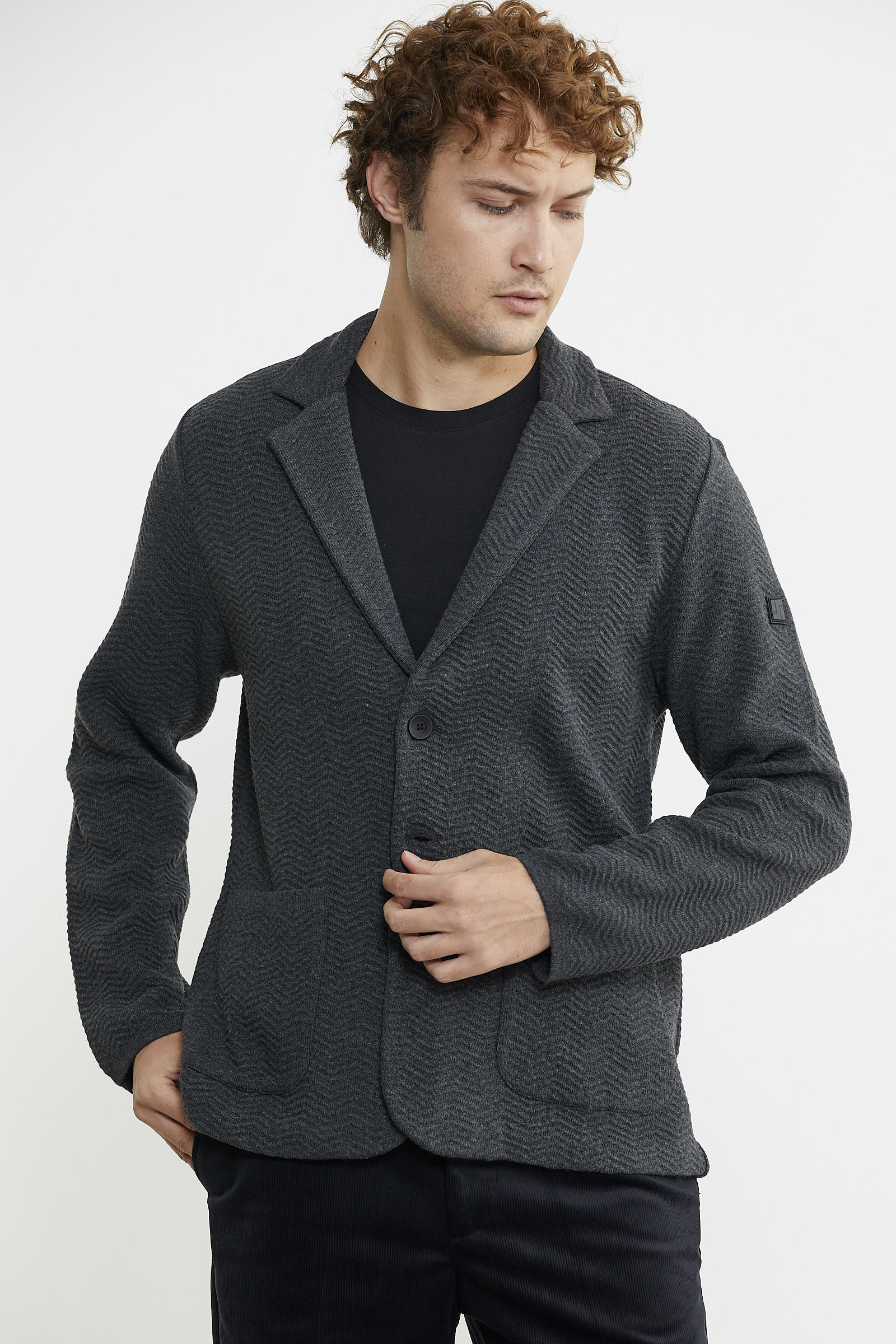 Üç Düğmeli Yünlü Triko Ceket - Antrasit - Sementa