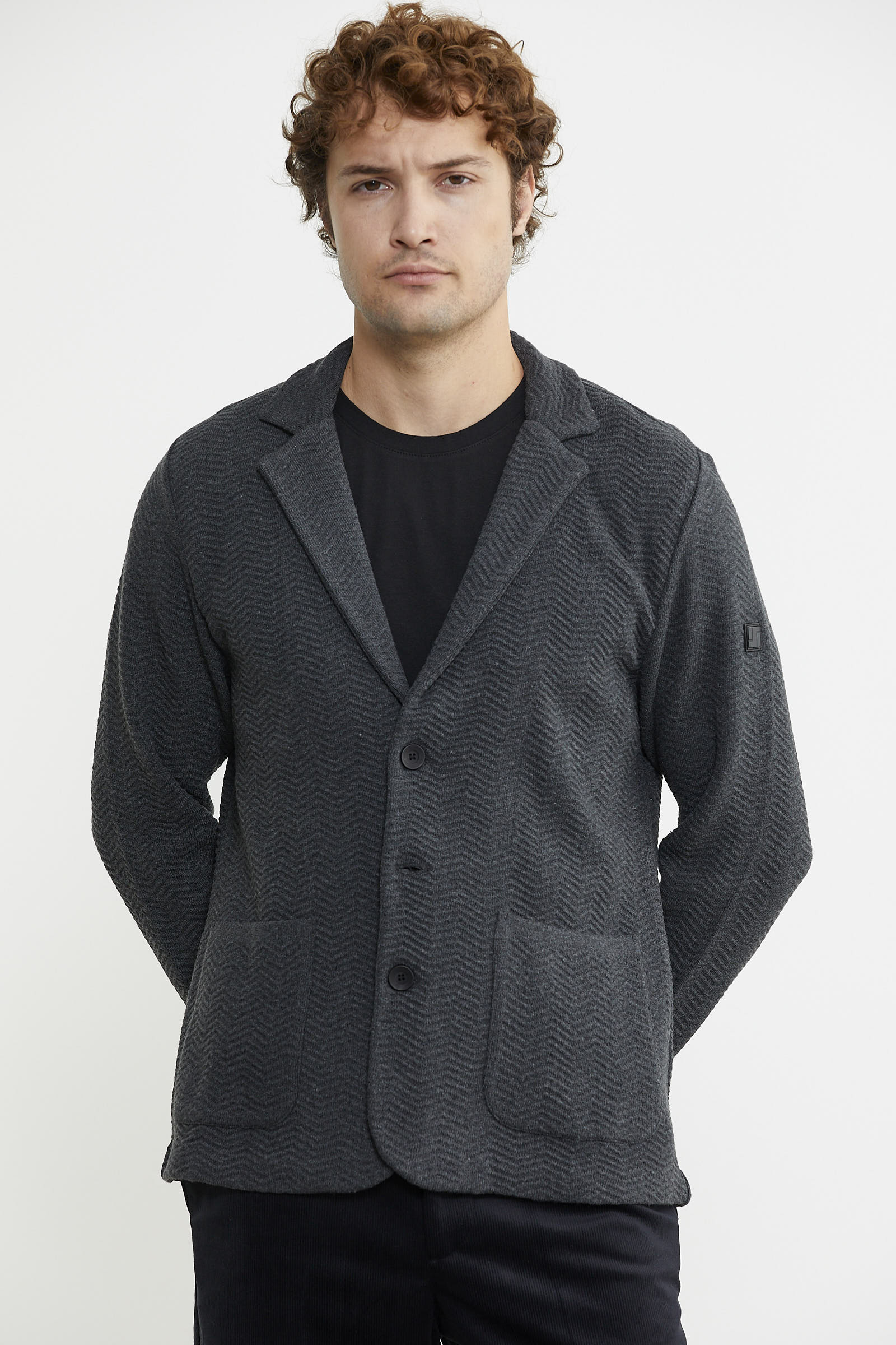 Üç Düğmeli Yünlü Triko Ceket - Antrasit - Sementa