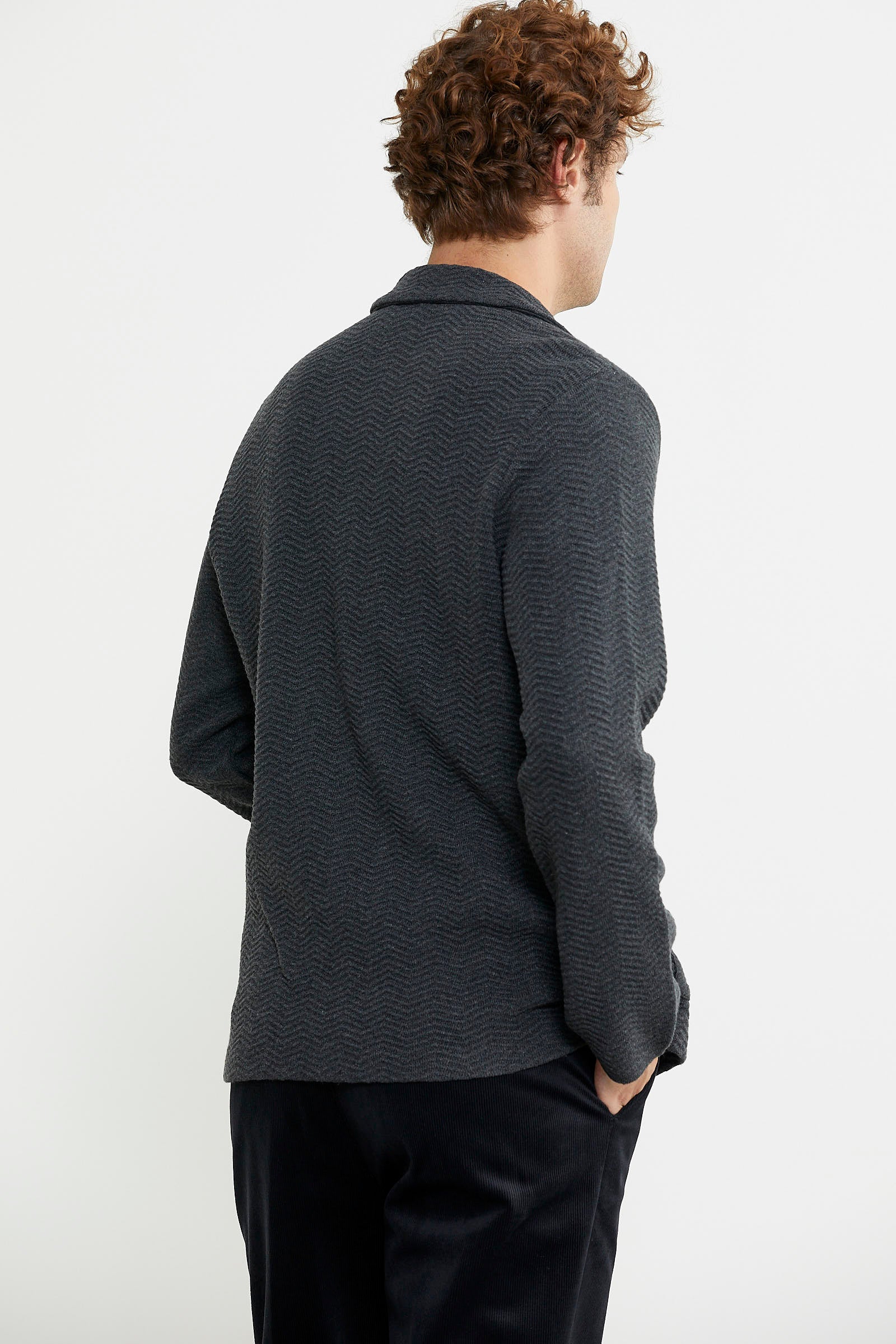 Üç Düğmeli Yünlü Triko Ceket - Antrasit - Sementa