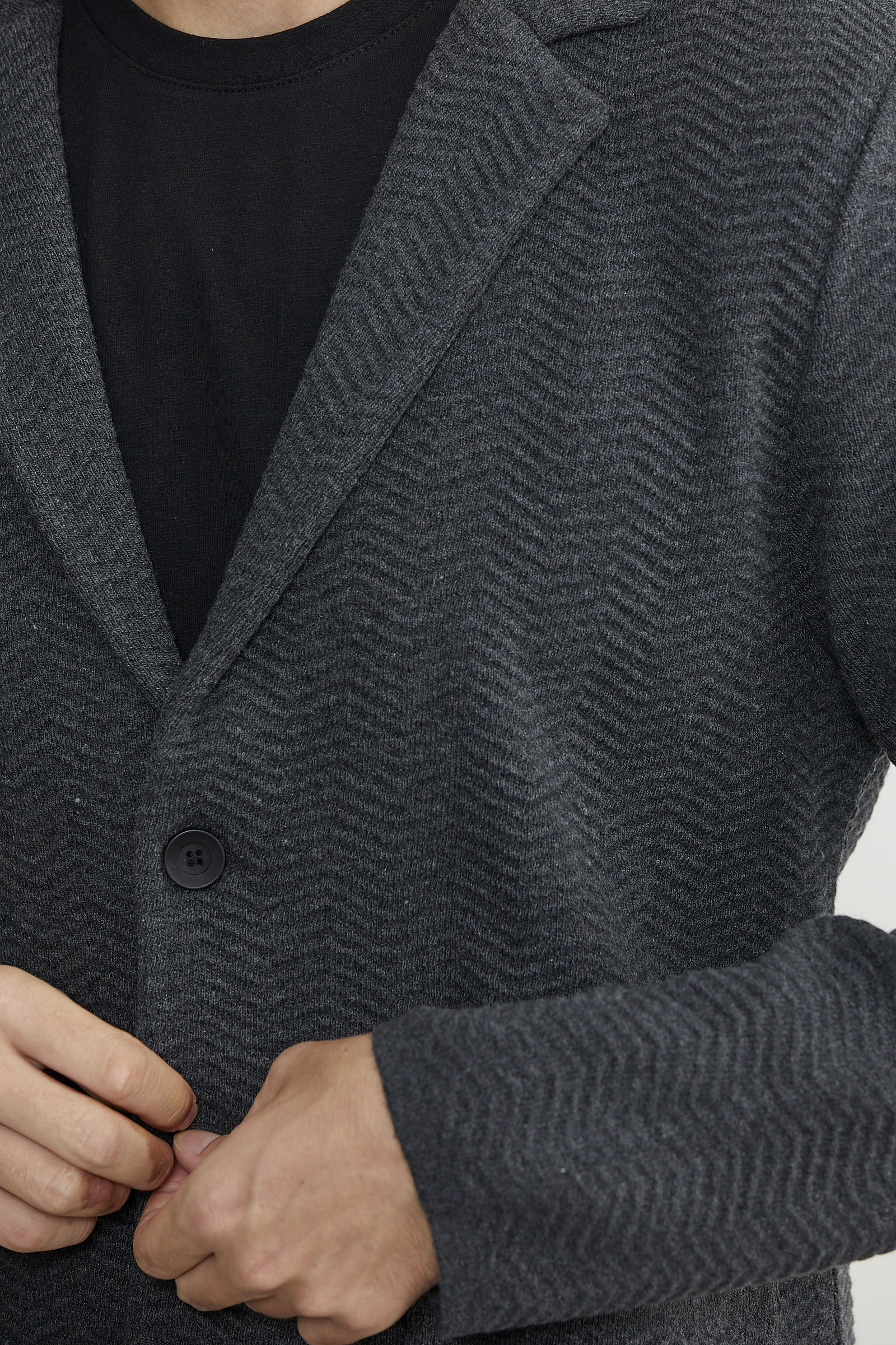 Üç Düğmeli Yünlü Triko Ceket - Antrasit - Sementa