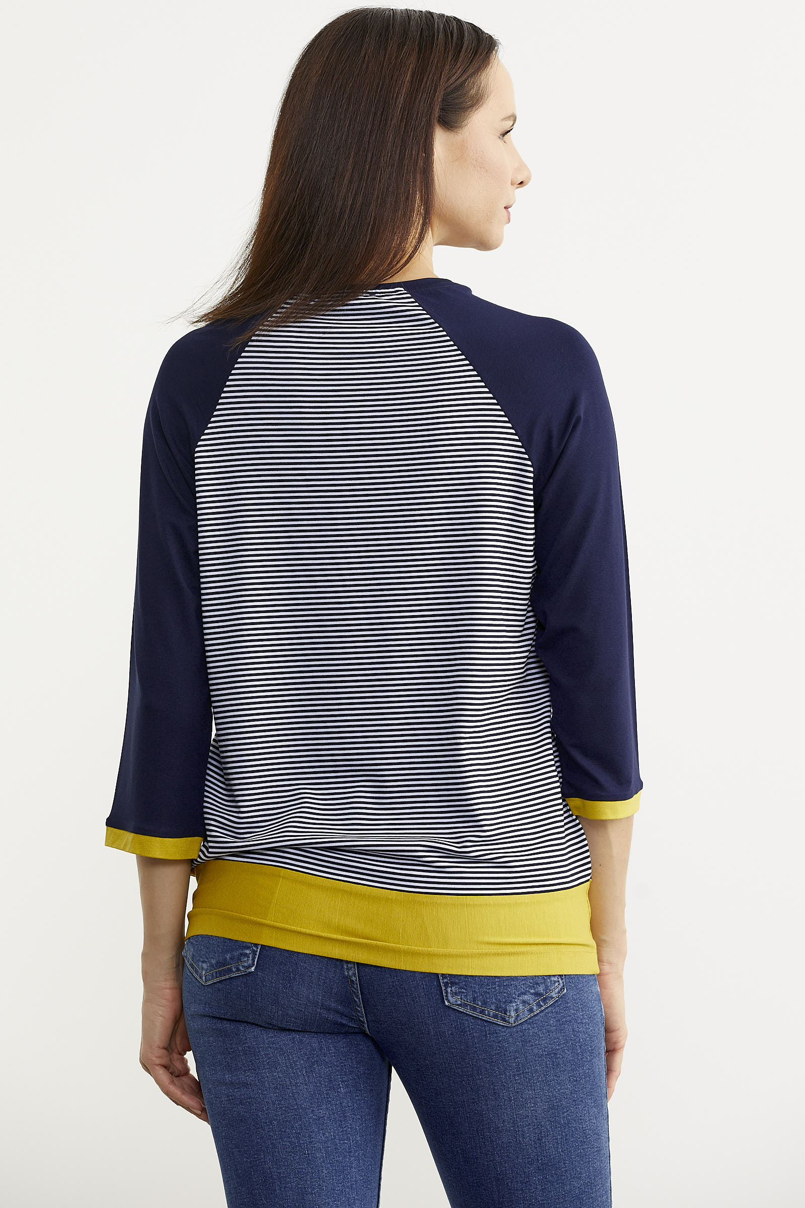 Truvakar Kol Çizgili Tunik Tişört - Lacivert (5) Sementa