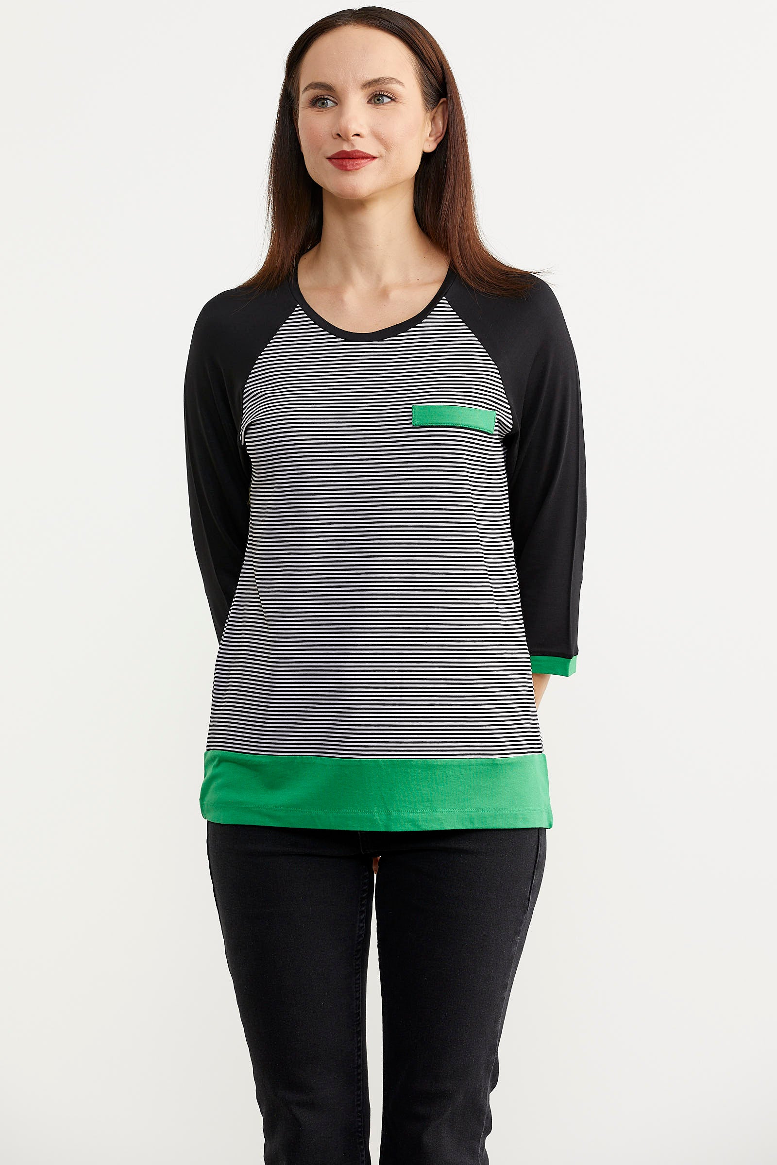Truvakar Kol Çizgili Tunik Tişört - Siyah (1) Sementa