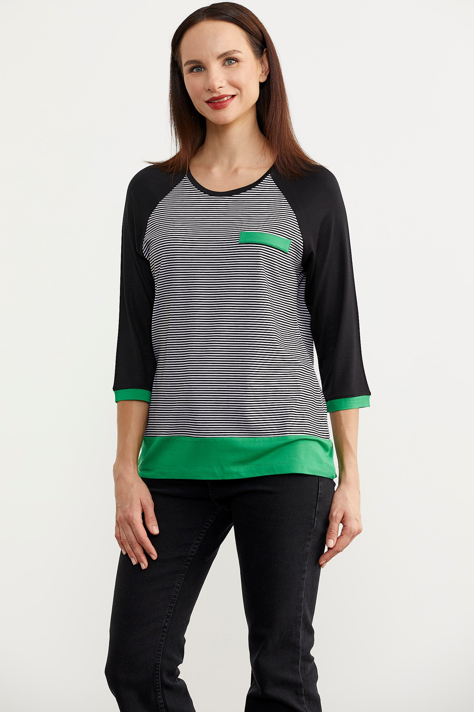 Truvakar Kol Çizgili Tunik Tişört - Siyah (3) Sementa