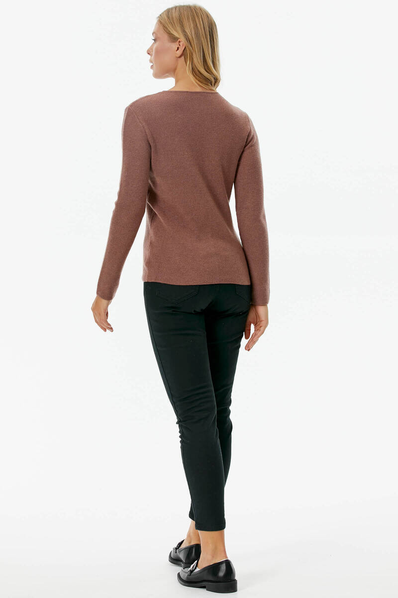 V Yaka Basic Triko Kazak - Tarçın (5) Sementa