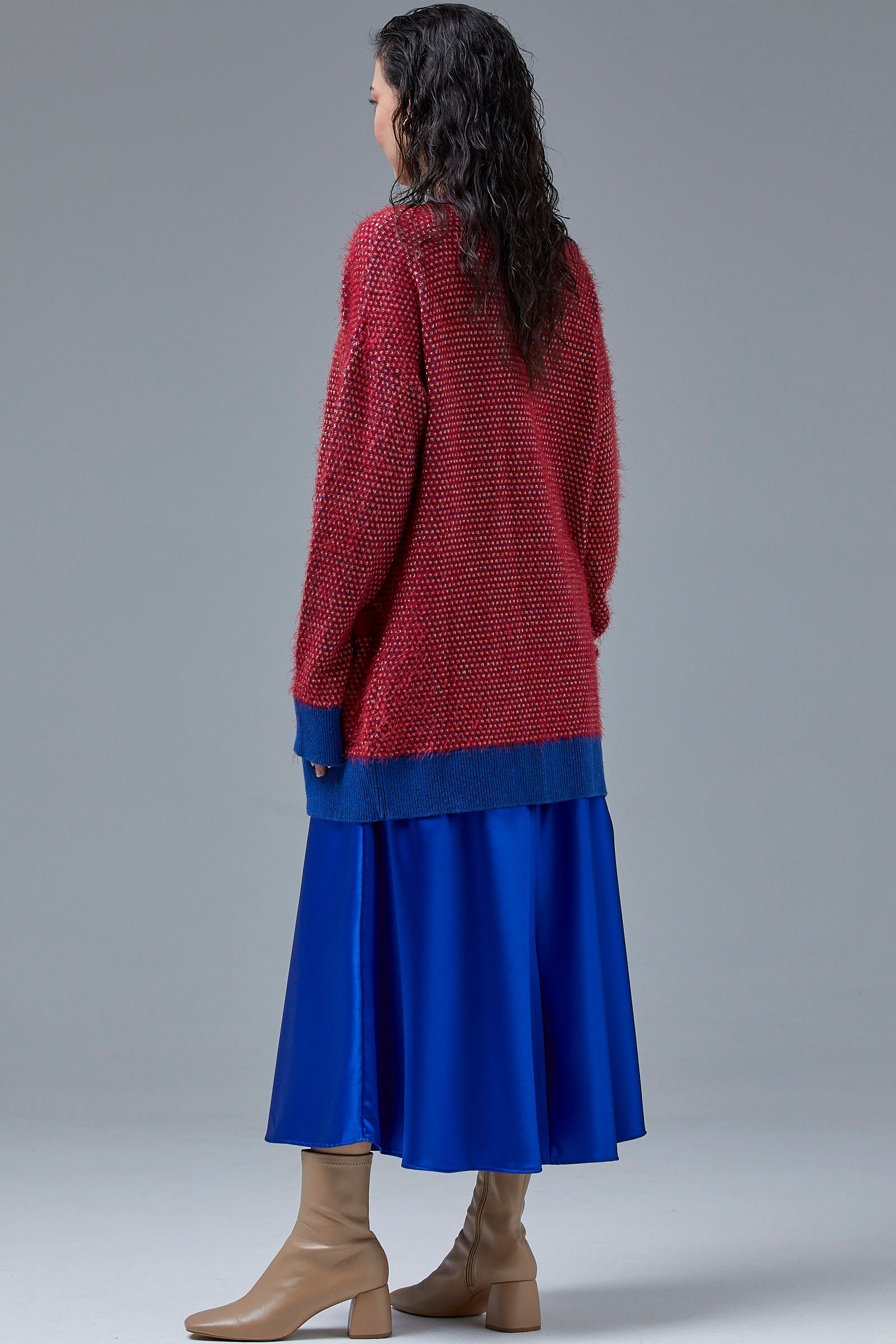 V Yaka Cepli Triko Hırka - Saks - Kırmızı (5) Sementa