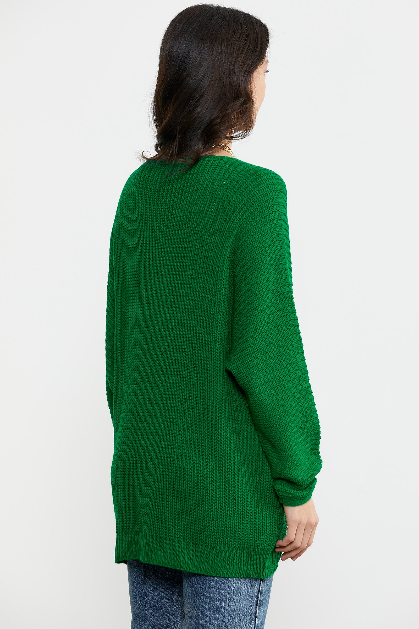 V Yaka Dökümlü Triko Kazak - Benetton Yeşil (6) Sementa