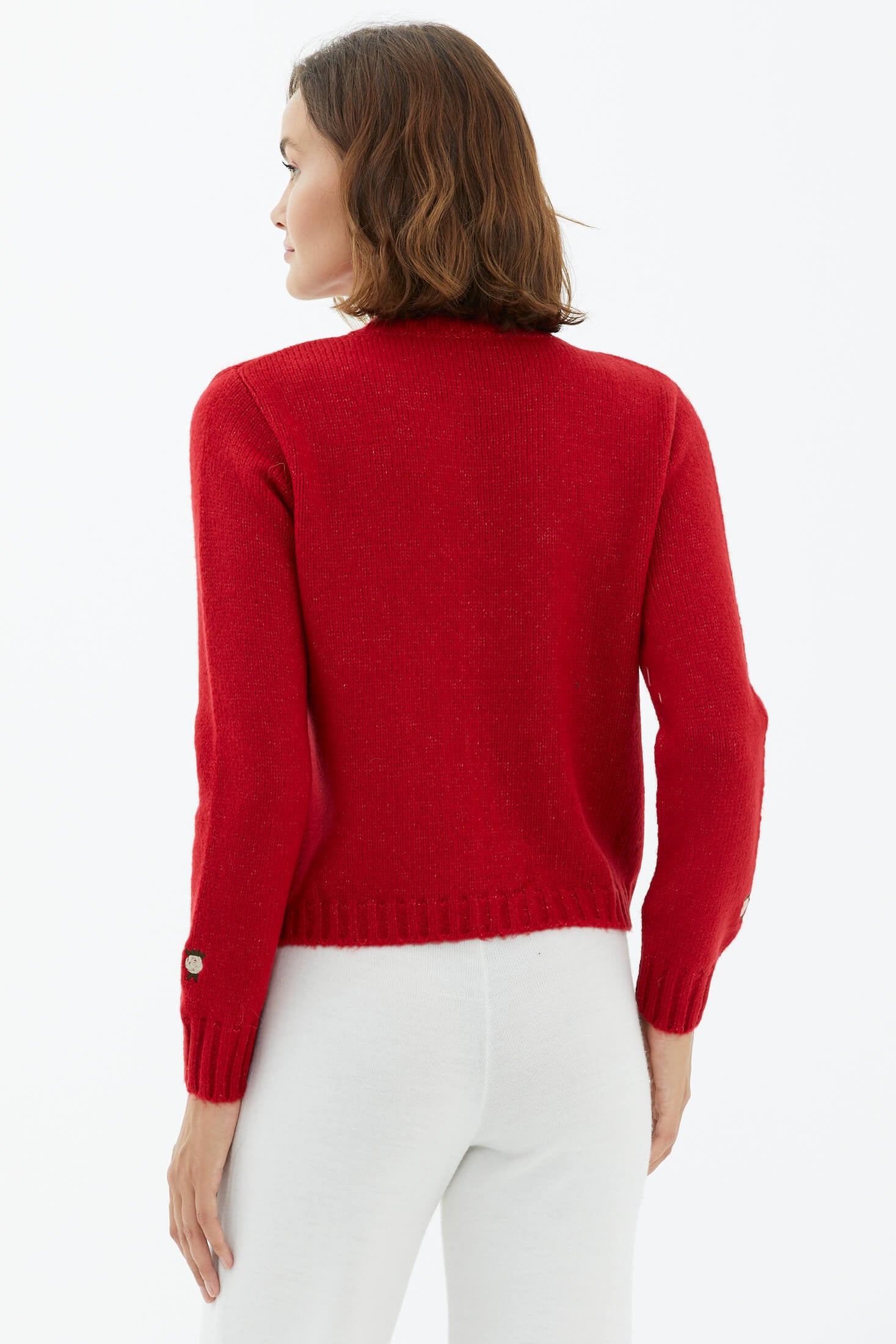 V Yaka Düğmeli Triko Hırka - Kırmızı (4) Sementa