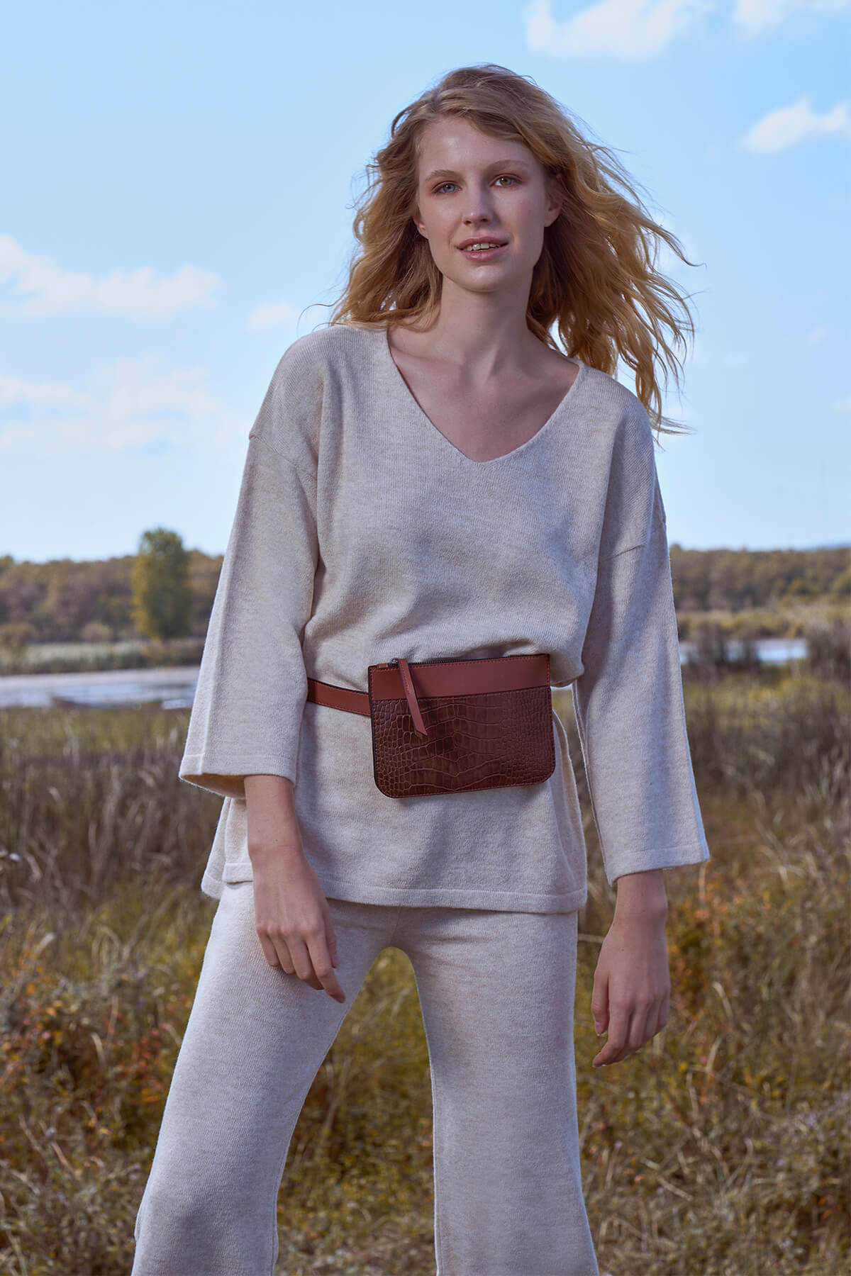 V Yaka İkili Triko Takım - Açık Bej (1) Sementa