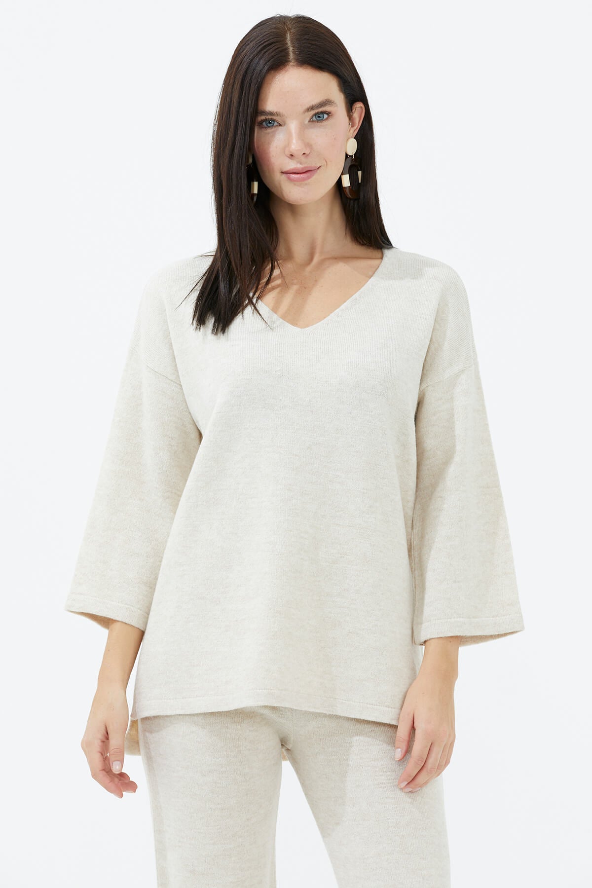 V Yaka İkili Triko Takım - Açık Bej (4) Sementa