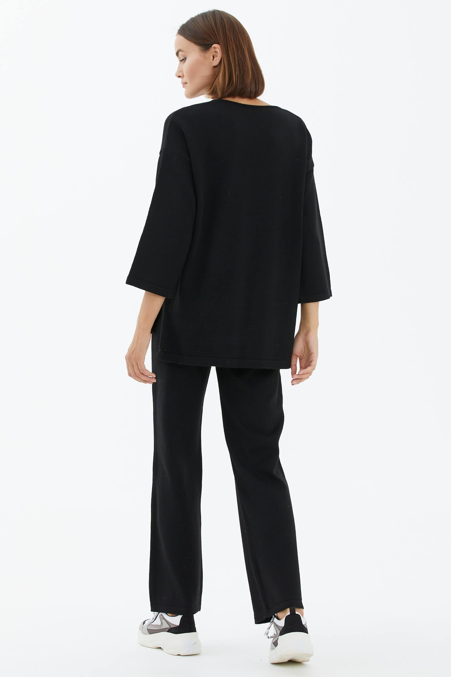 V Yaka İkili Triko Takım - Siyah (4) Sementa