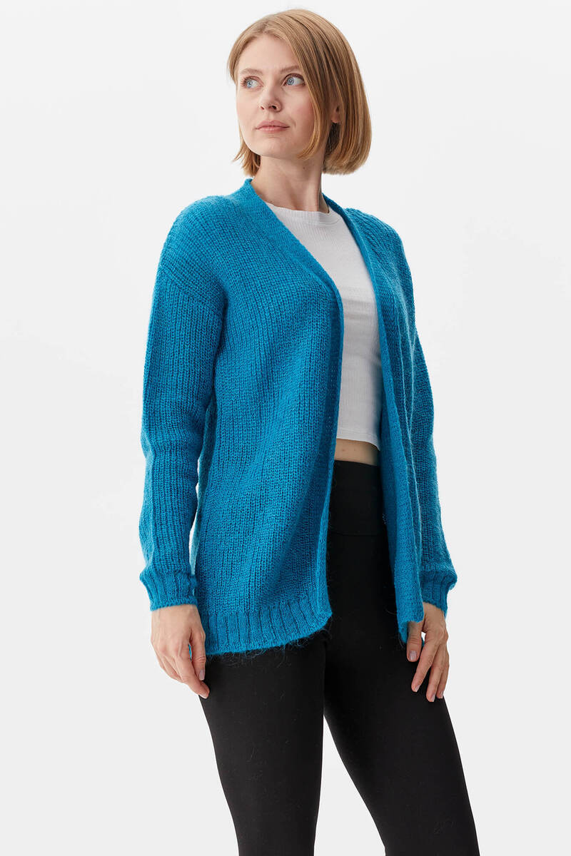 V Yaka Triko Hırka - Su Yeşili (3) Sementa