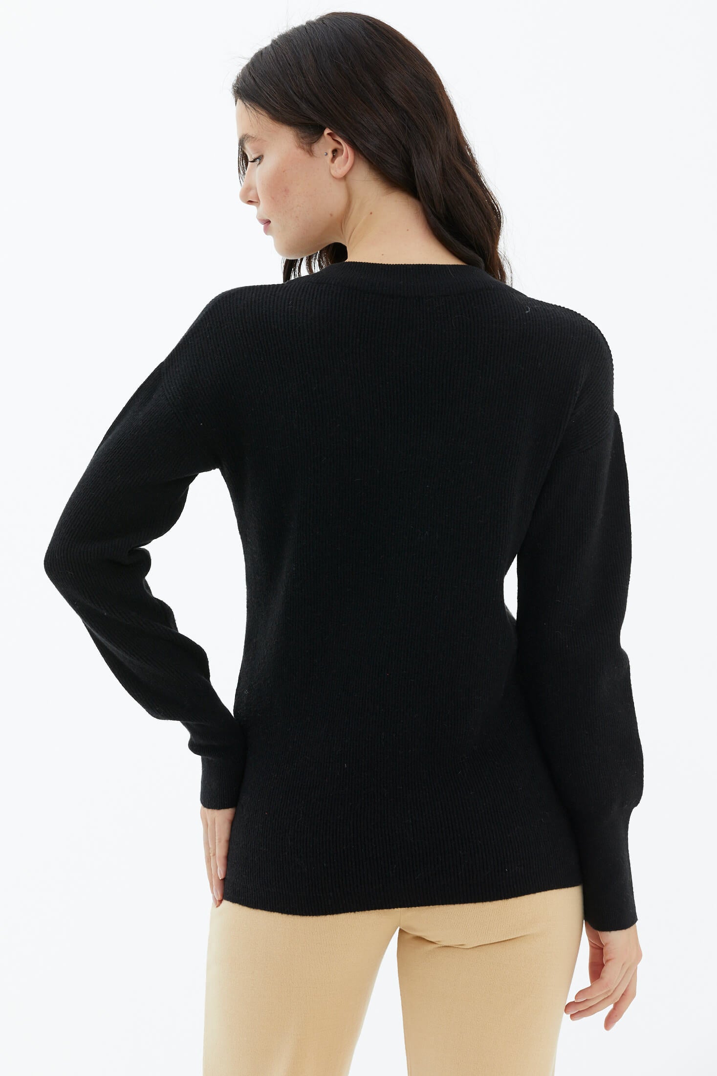 V Yaka Triko Kazak - Siyah (4) Sementa