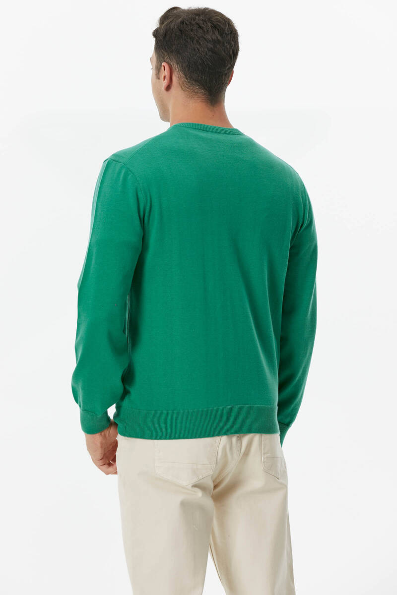 V Yaka Triko Kazak - Yeşil (4) Sementa