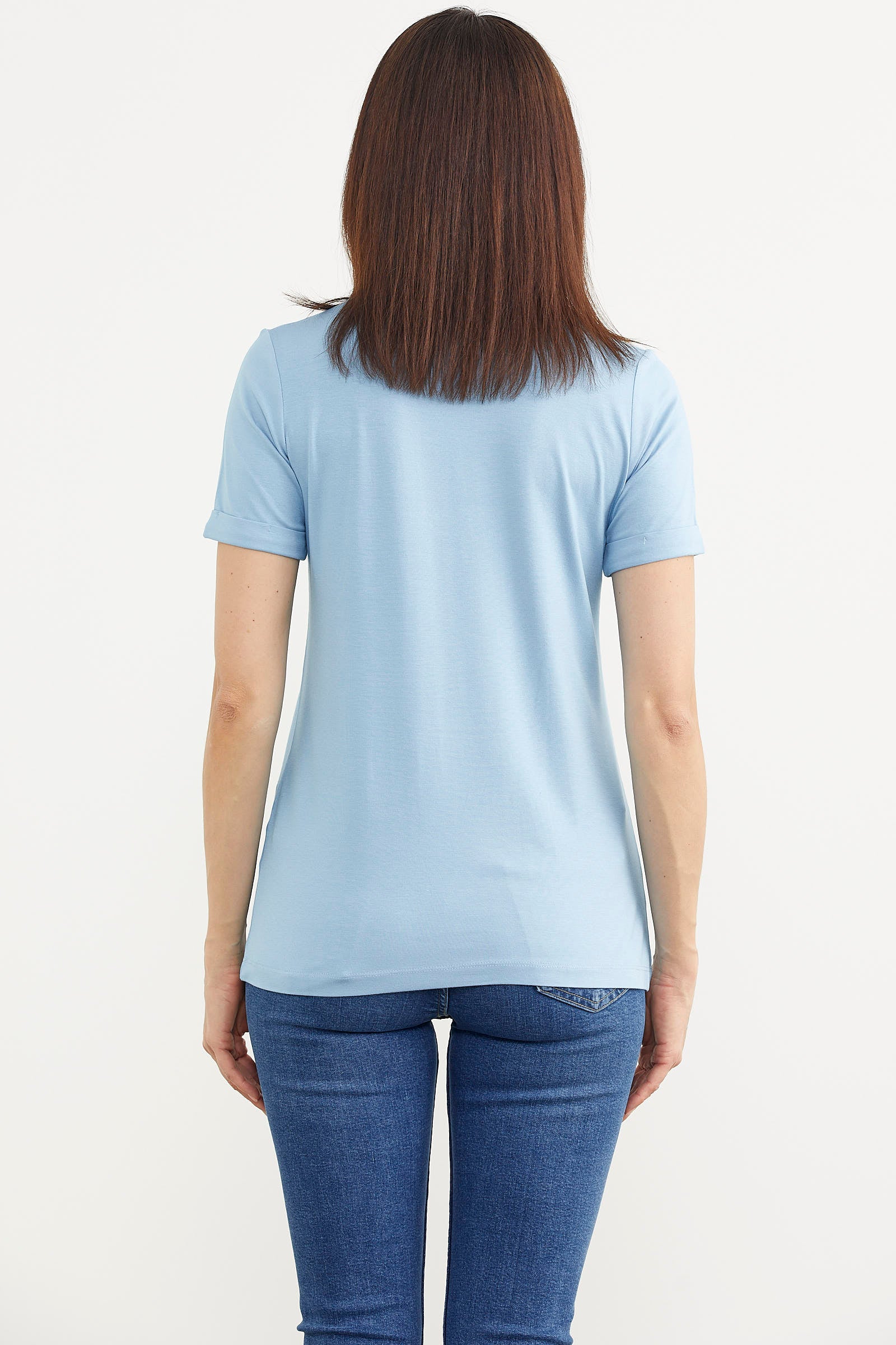 Varak Baskılı Dökümlü Tişört - Mavi (5) Sementa