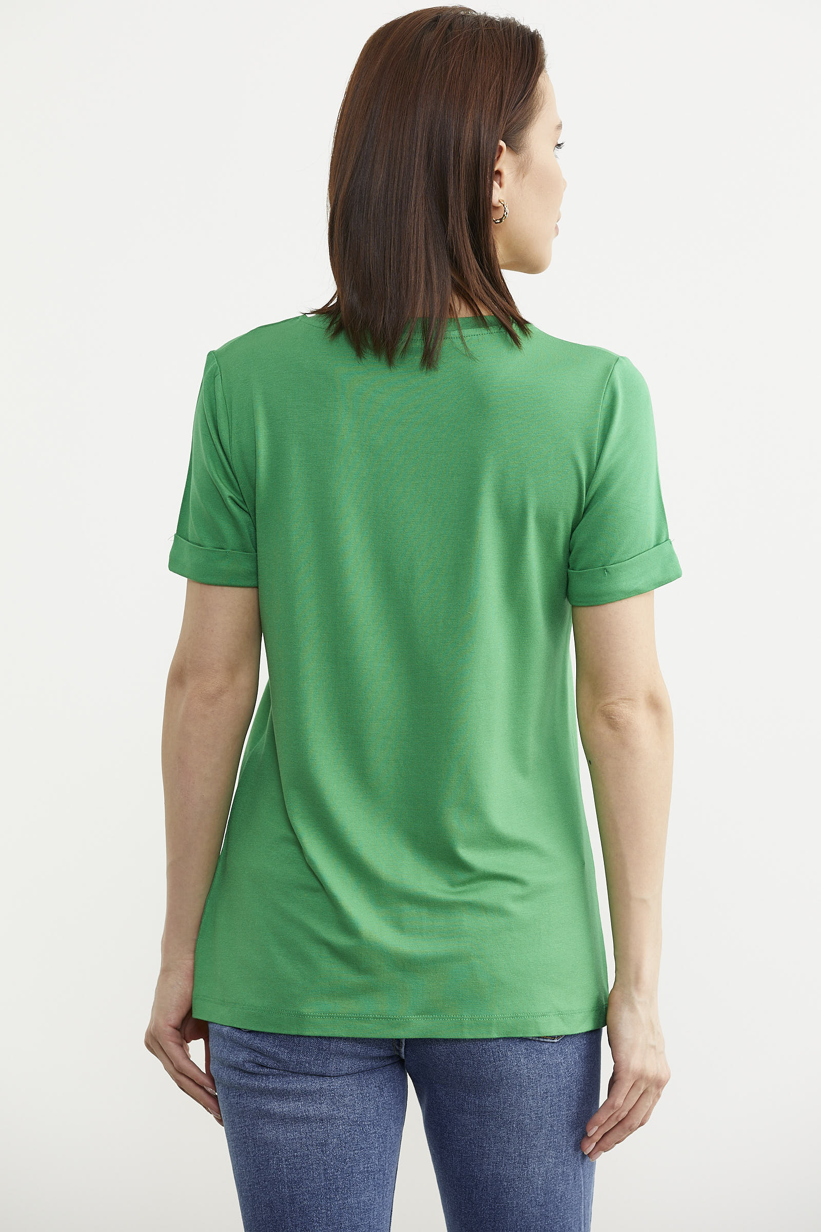 Varak Baskılı Dökümlü Tişört - Yeşil (5) Sementa