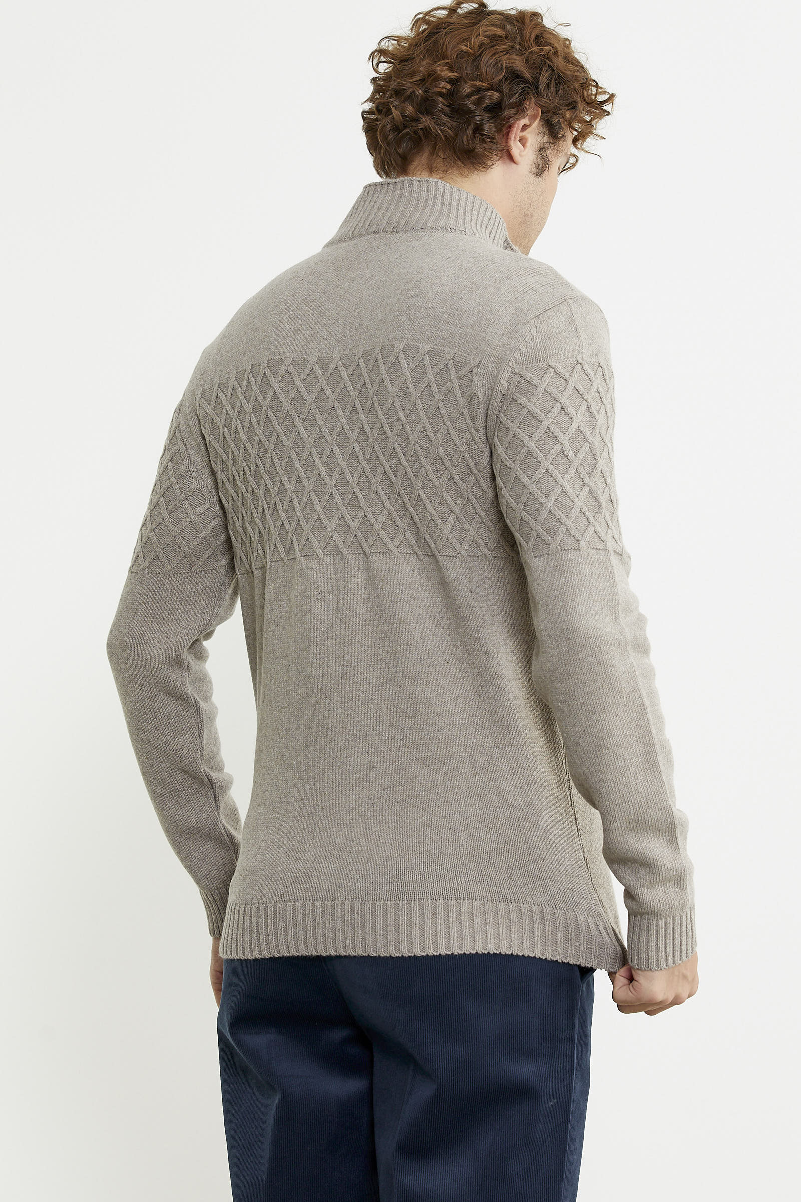 Yakası Suni Kürk Detaylı Yün Triko Mont - Vizon - Sementa