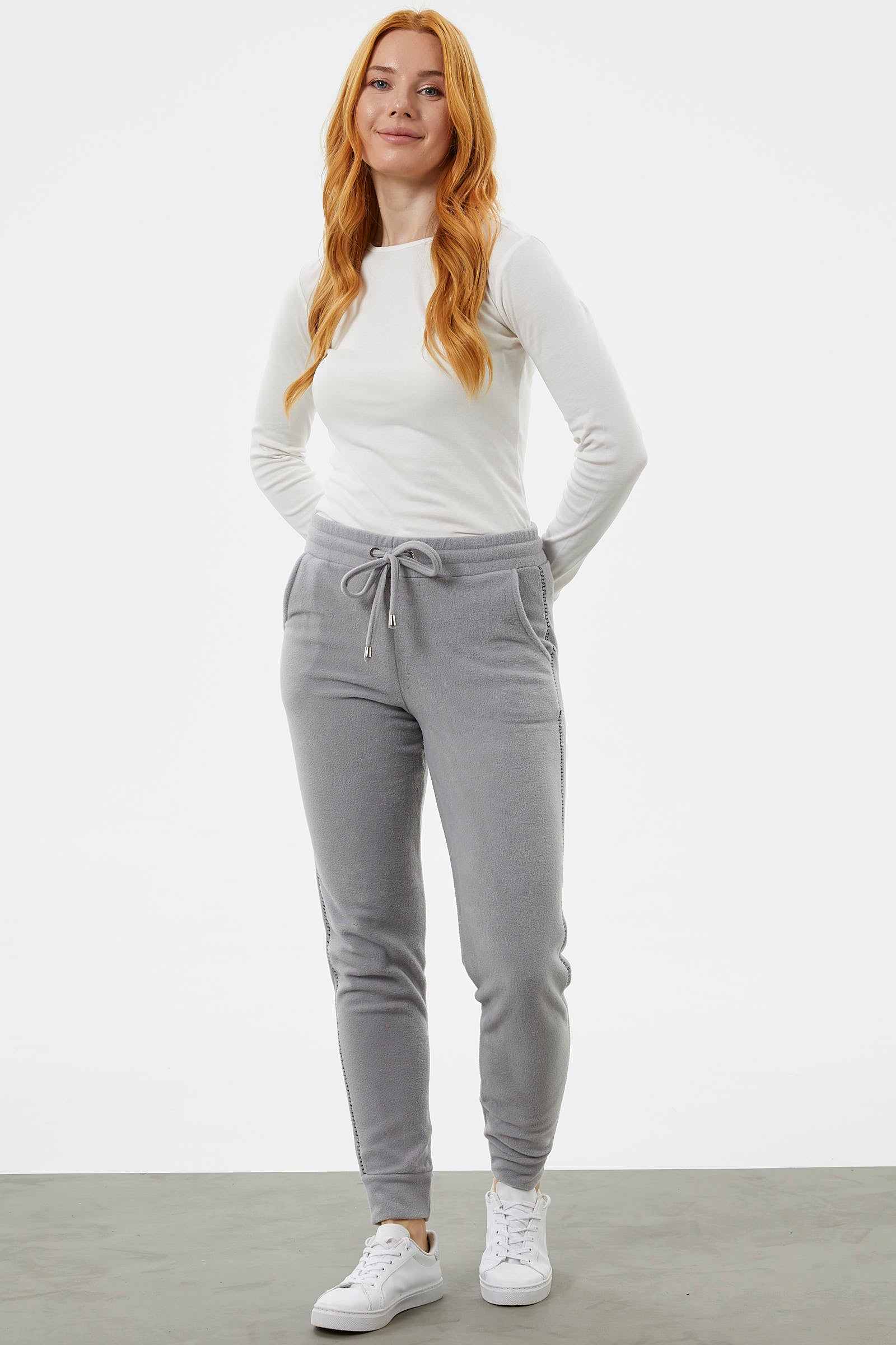 Yanı Şeritli Polar Eşofman Altı - Gri (3) Sementa