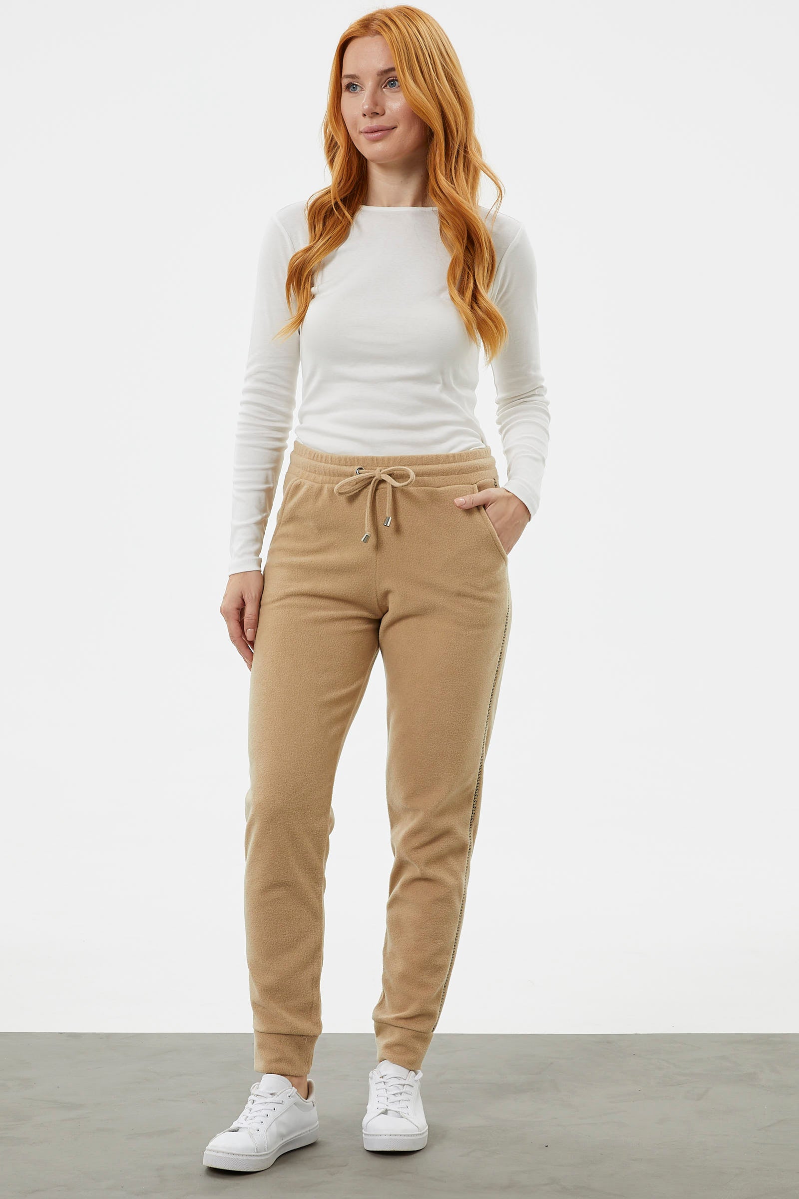 Yanı Şeritli Polar Eşofman Altı - Kamel (2) Sementa