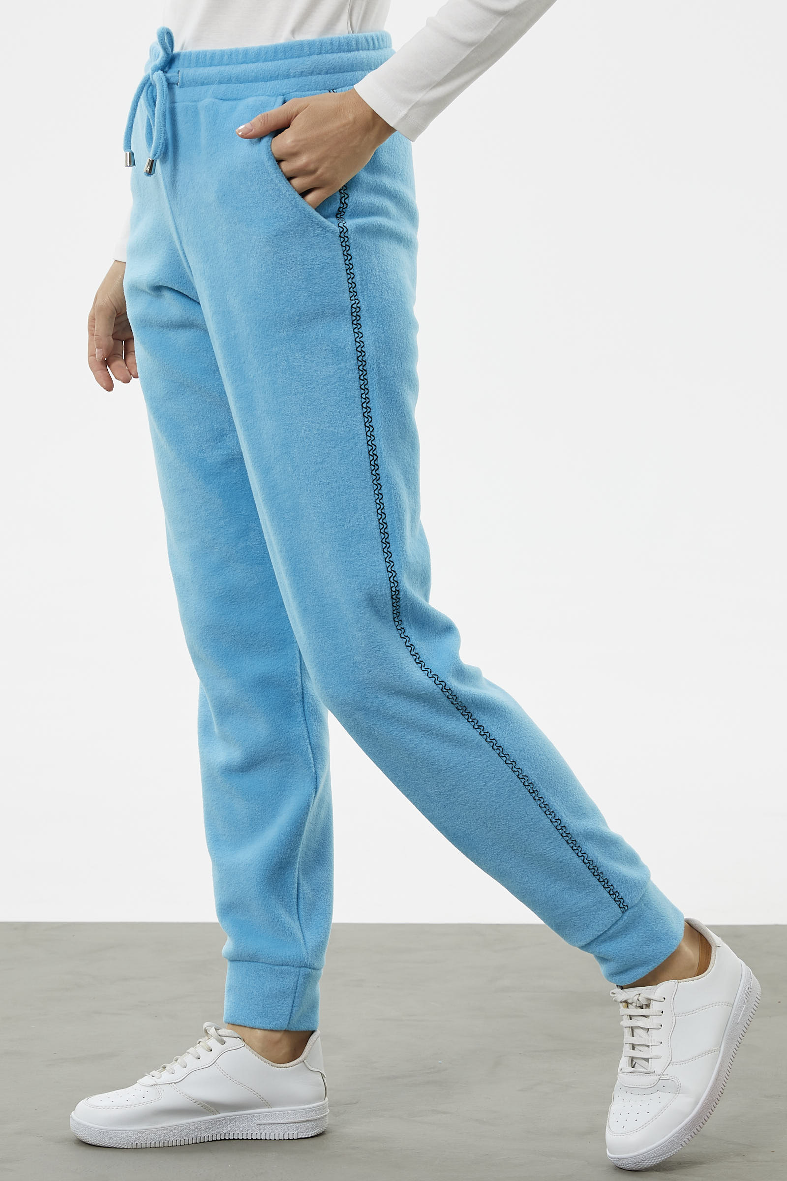 Yanı Şeritli Polar Eşofman Altı - Turkuaz (4) Sementa