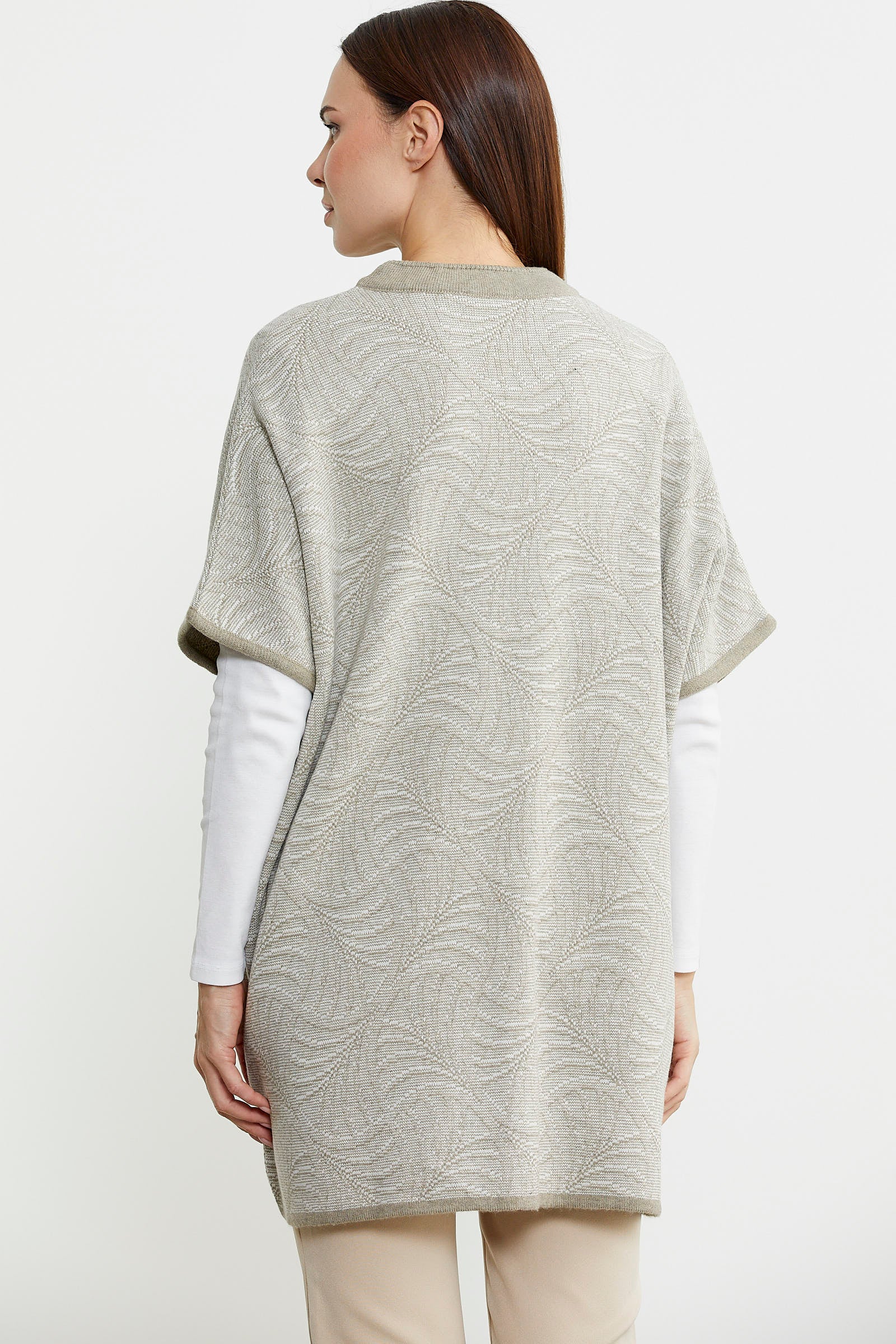 Yarasa Kısa Kol Yünlü Triko Ceket - Vizon - Sementa