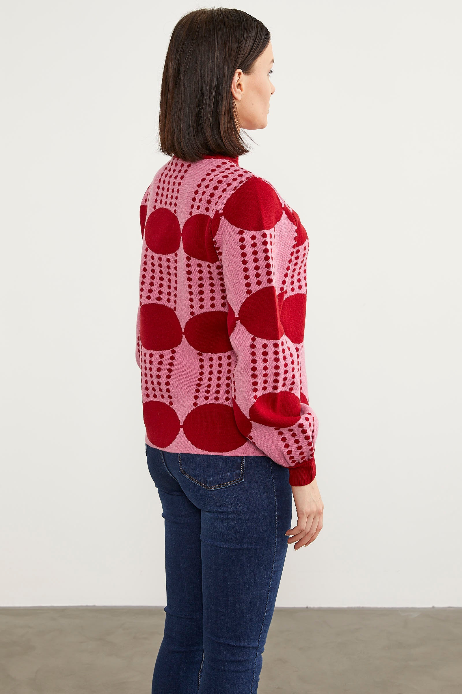 Yarım Balıkçı Çift Renk Triko Kazak - Kırmızı (5) Sementa