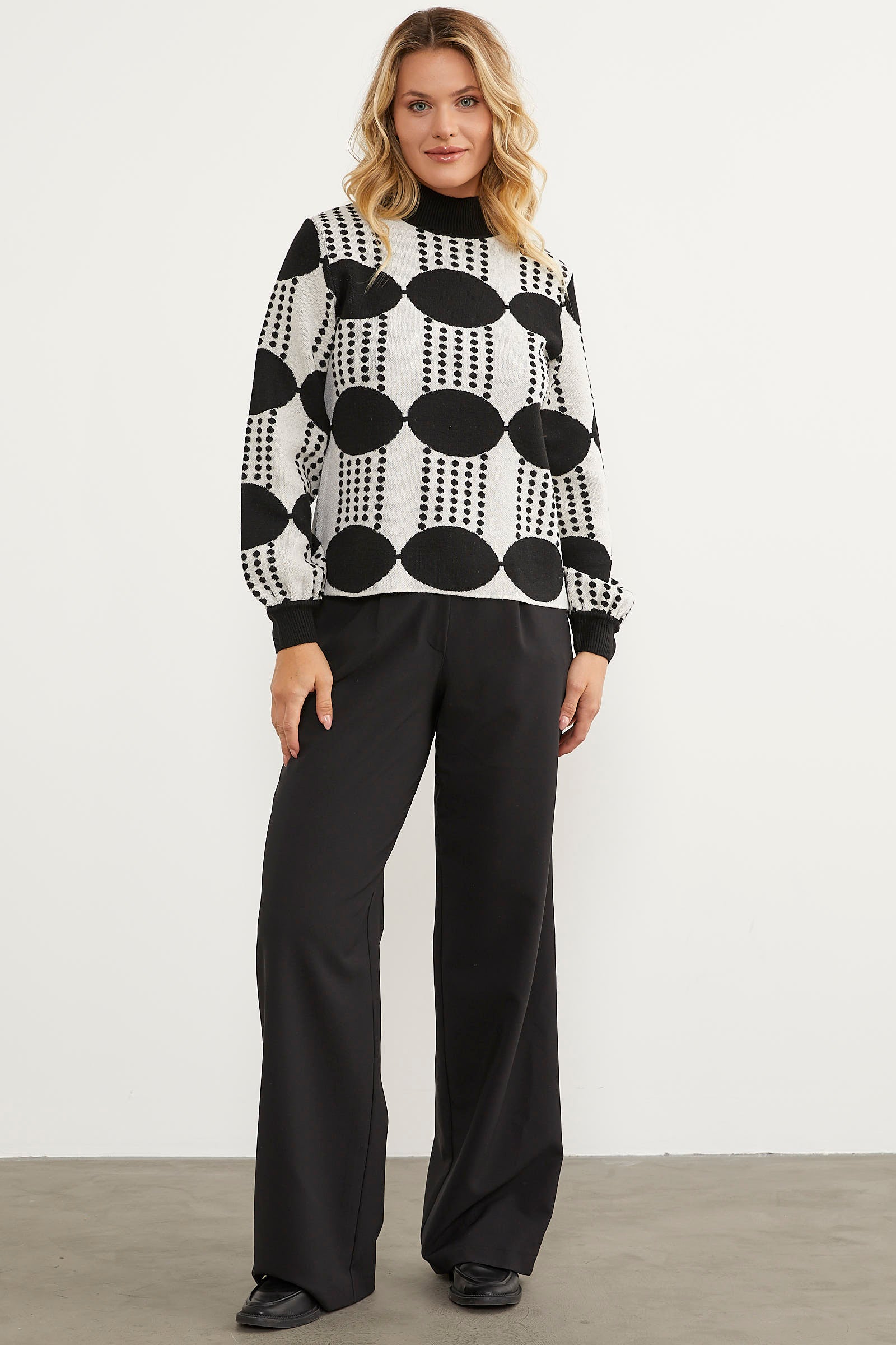 Yarım Balıkçı Çift Renk Triko Kazak - Siyah (3) Sementa