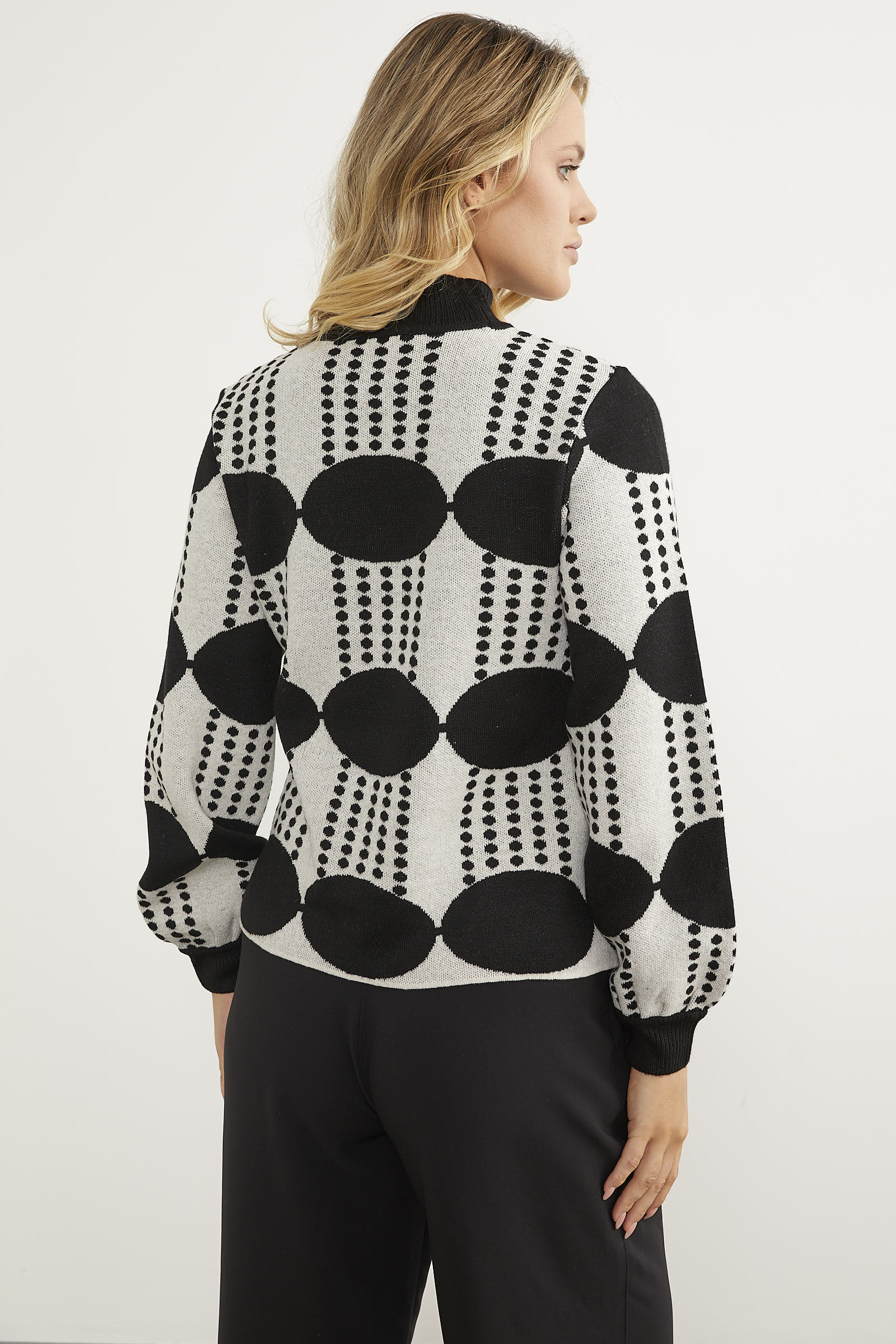 Yarım Balıkçı Çift Renk Triko Kazak - Siyah (7) Sementa