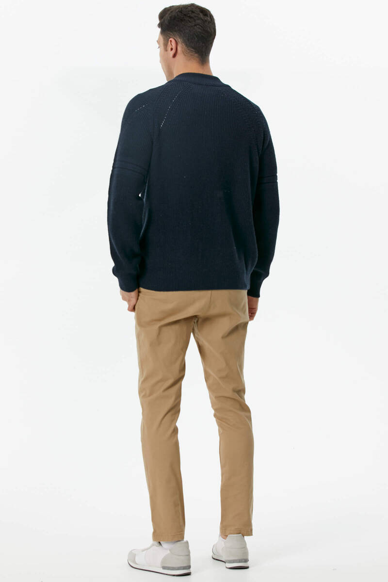 Yarım Balıkçı Düğmeli Triko Hırka - Lacivert (5) Sementa