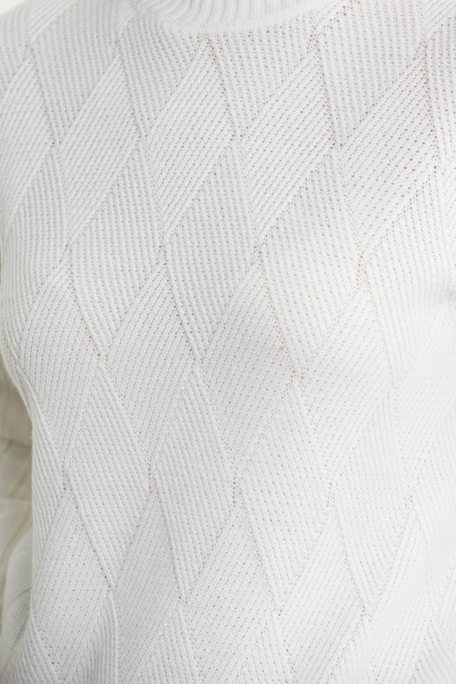 Yarım Balıkçı Motifli Triko Kazak - Kemik - Sementa