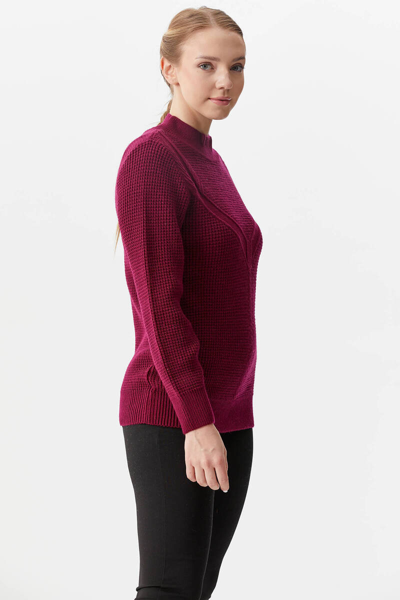 Yarım Balıkçı Triko Kazak - Bordo (4) Sementa