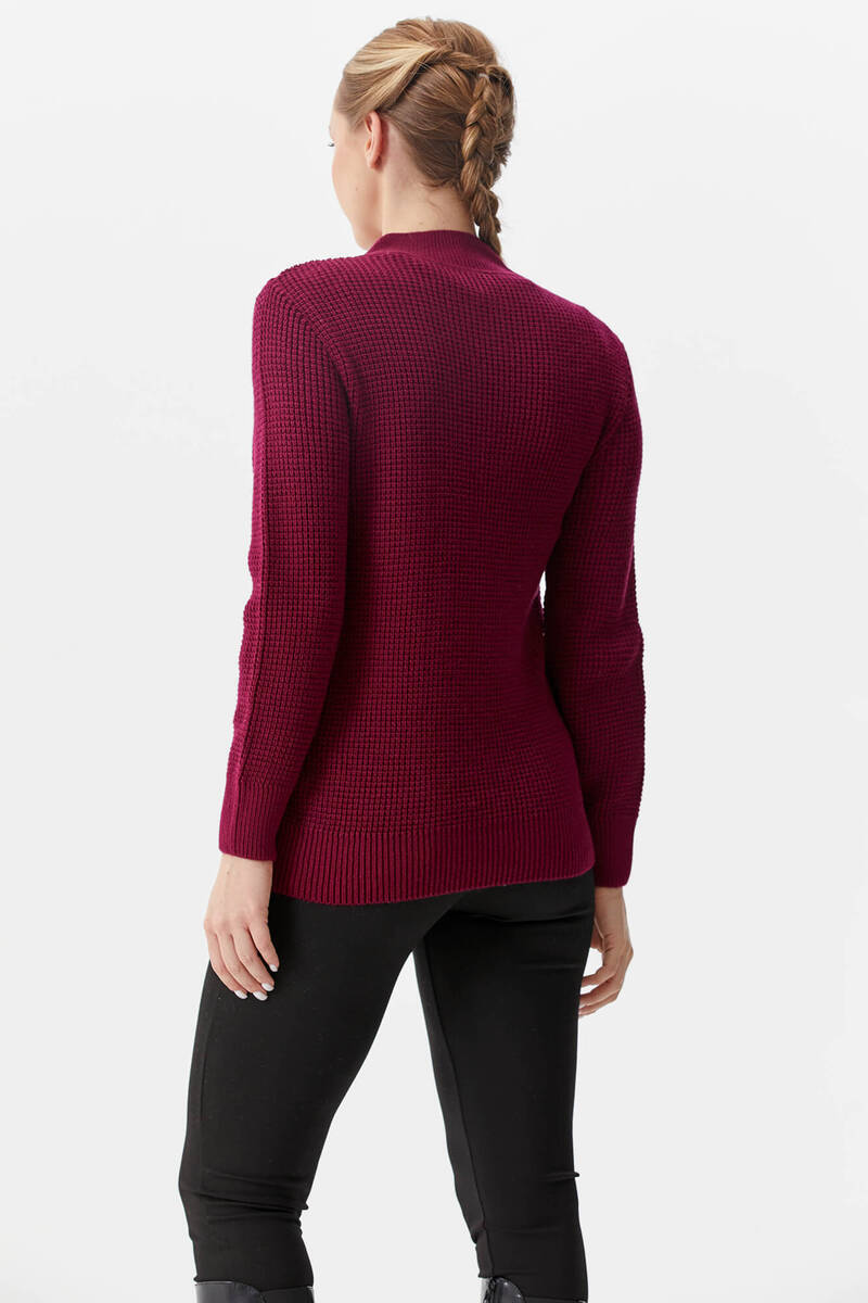 Yarım Balıkçı Triko Kazak - Bordo (5) Sementa