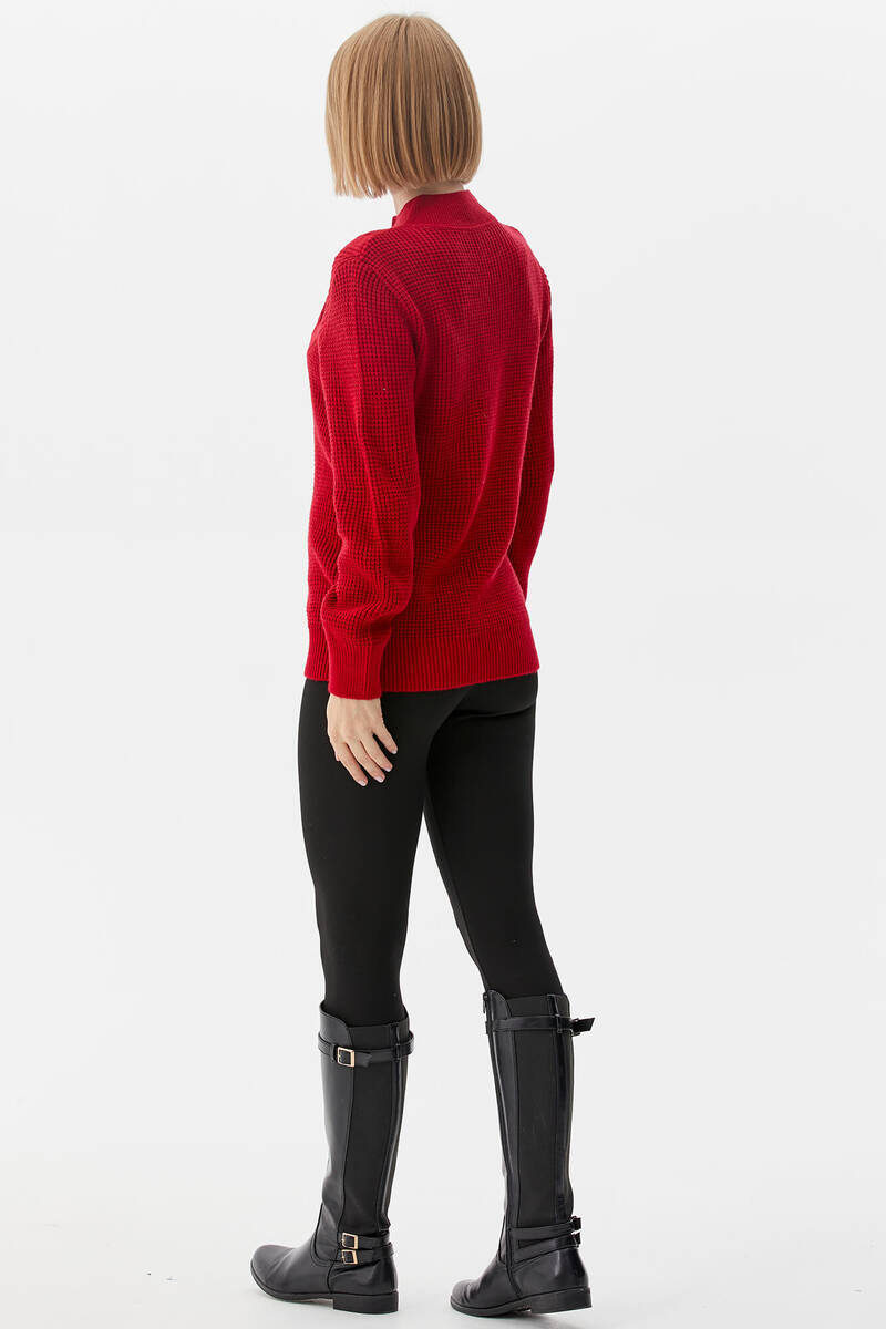 Yarım Balıkçı Triko Kazak - Kırmızı (5) Sementa