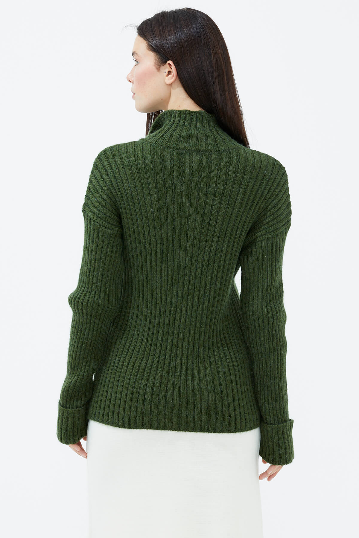 Yarım Balıkçı Yaka Düğmeli Kazak - Yeşil (4) Sementa