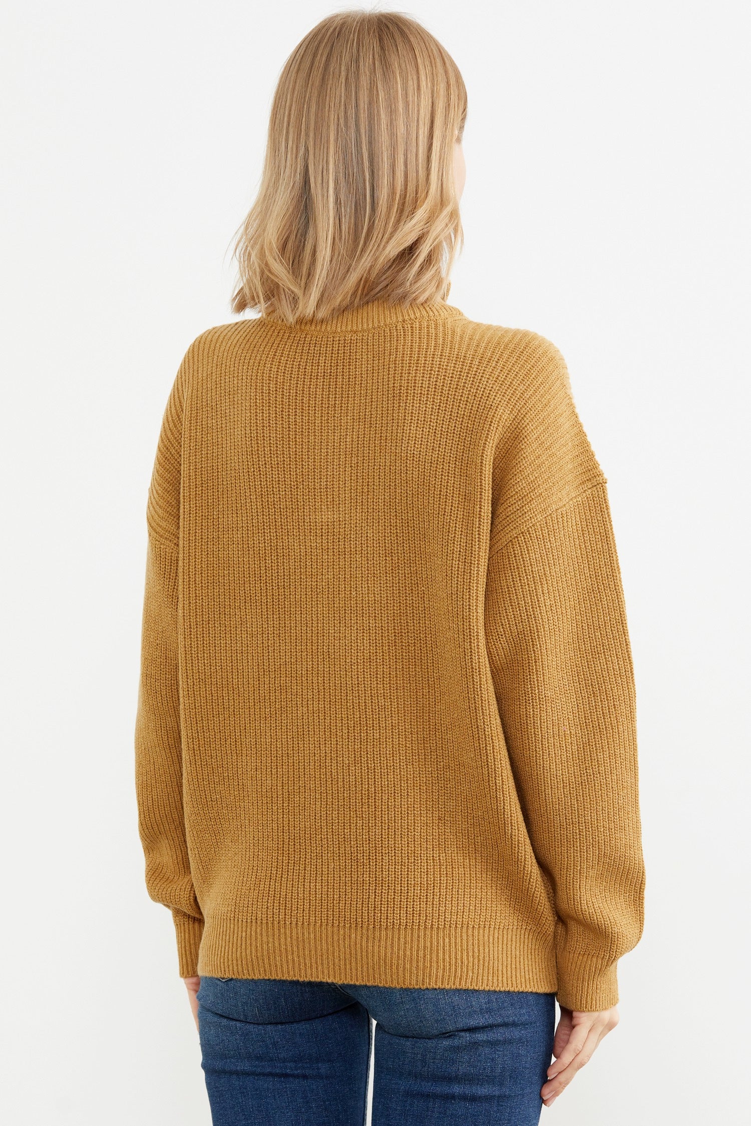 Yarım Balıkçı Yaka Fermuarlı Triko Kazak - Güneş (6) Sementa