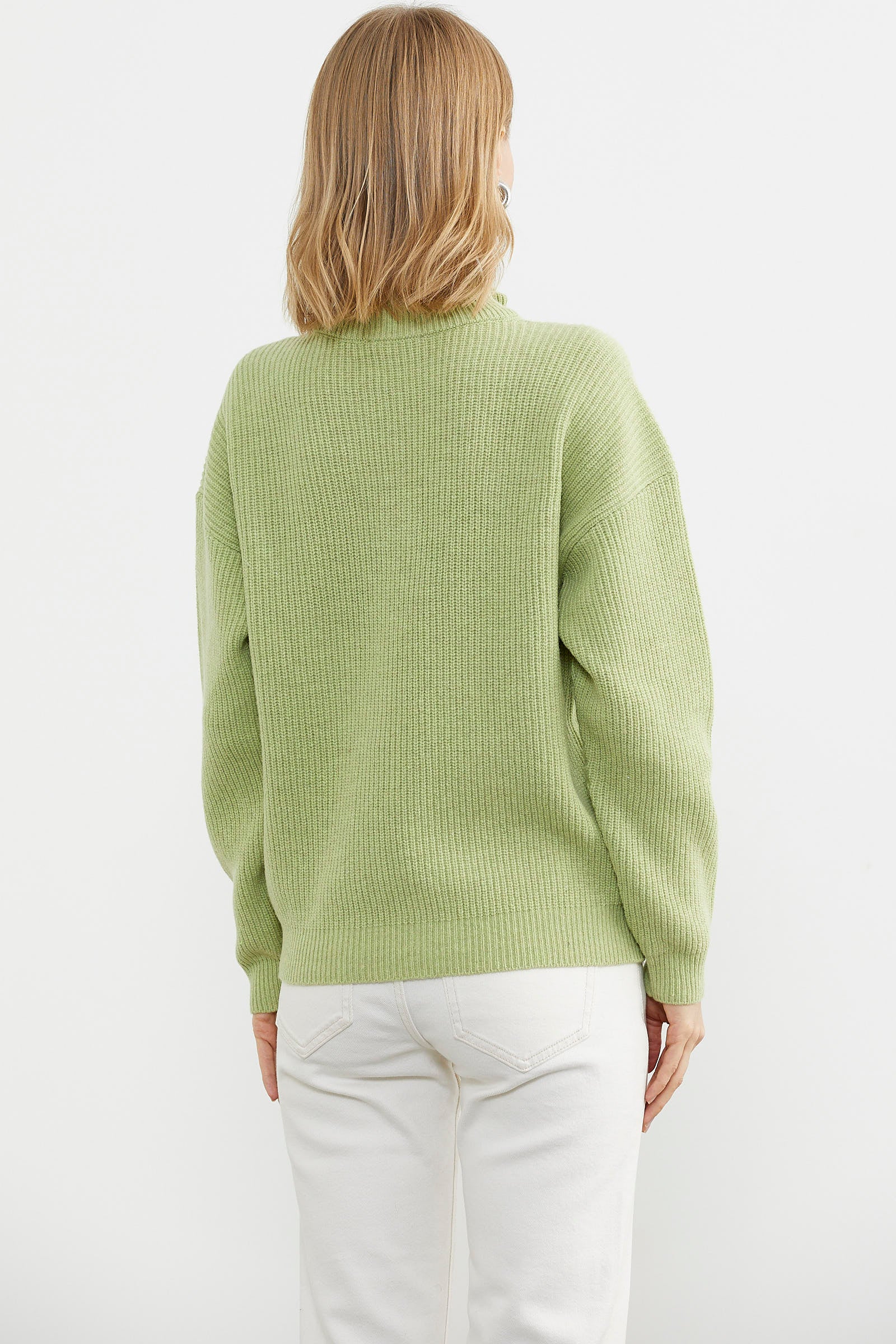 Yarım Balıkçı Yaka Fermuarlı Triko Kazak - Yeşil (5) Sementa