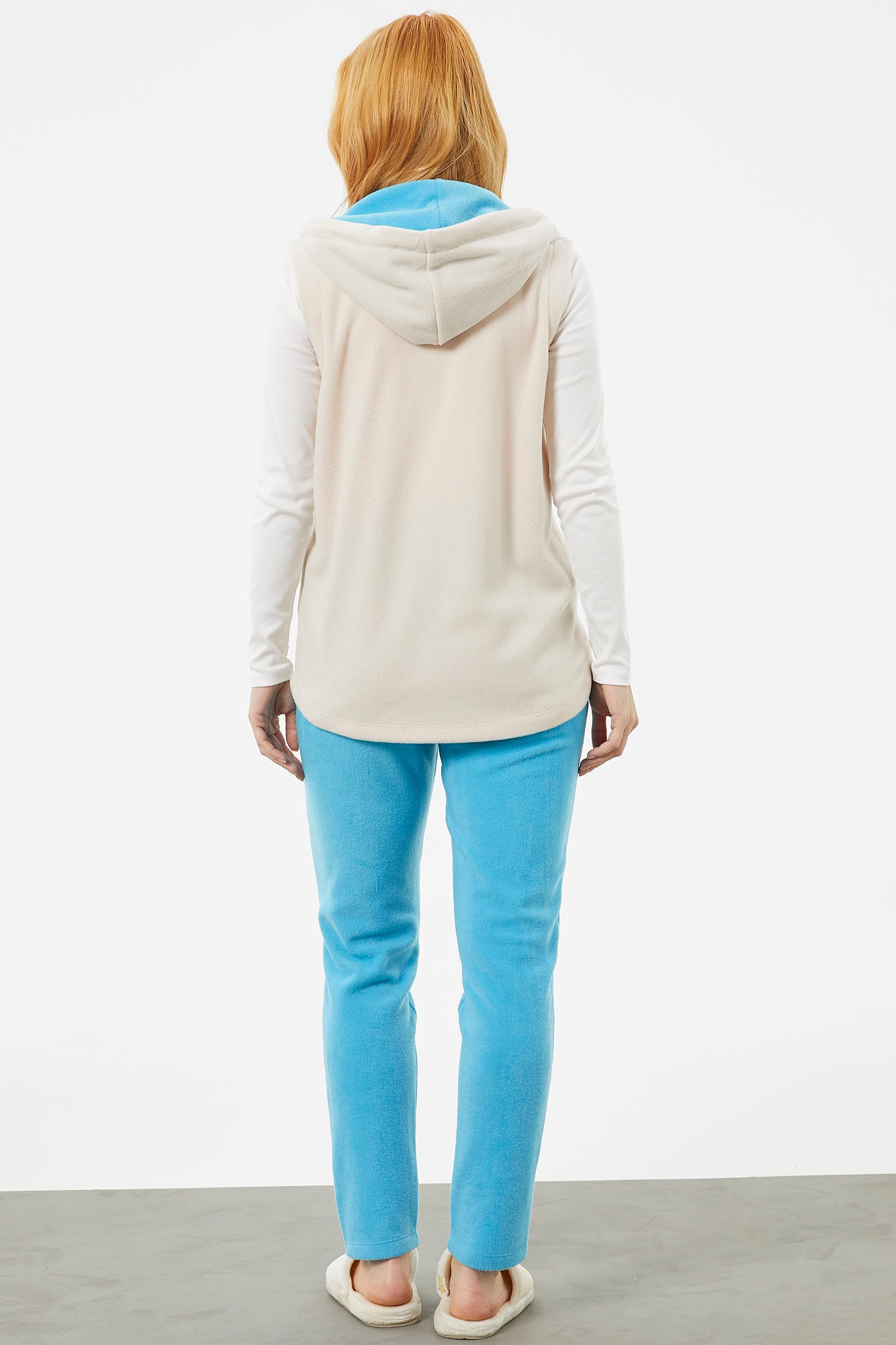 Yelekli Çift Renk Polar Eşofman Takım - Bej (7) Sementa