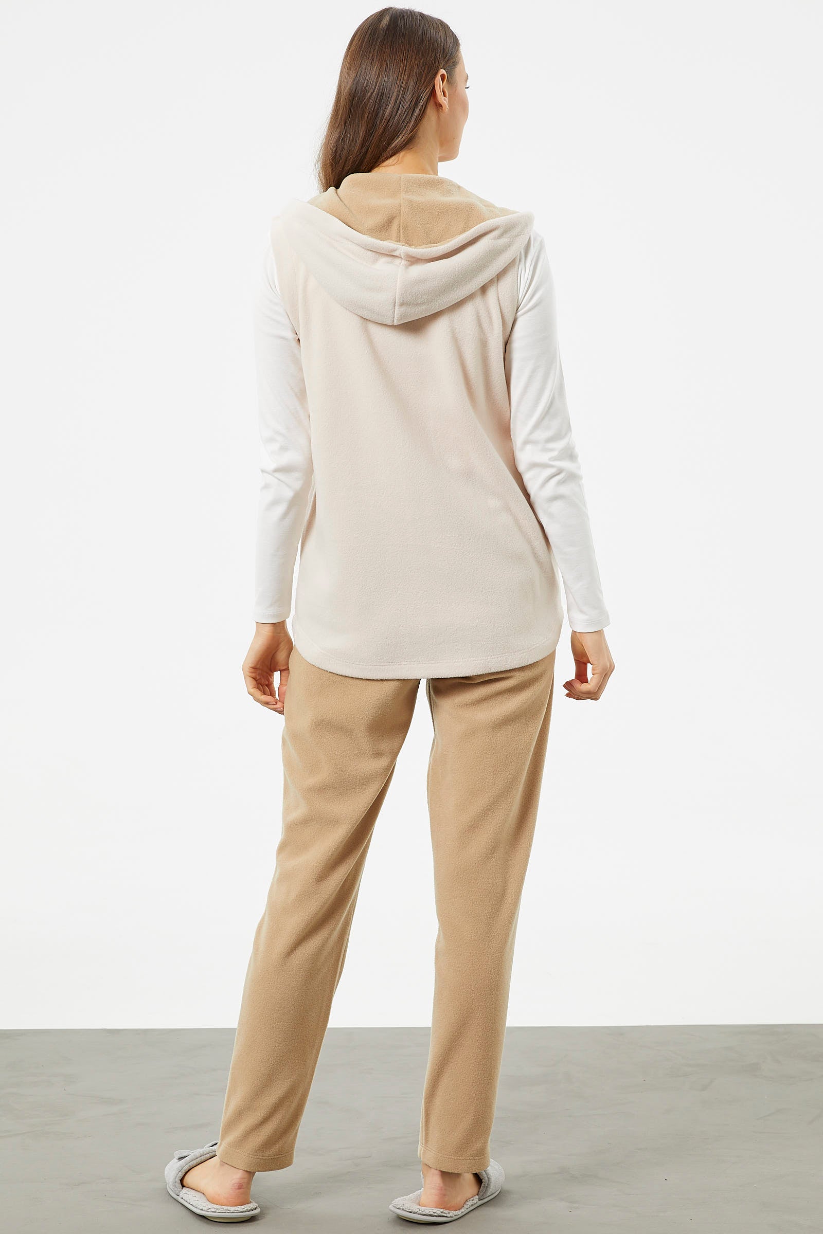 Yelekli Çift Renk Polar Eşofman Takım - Kamel (5) Sementa