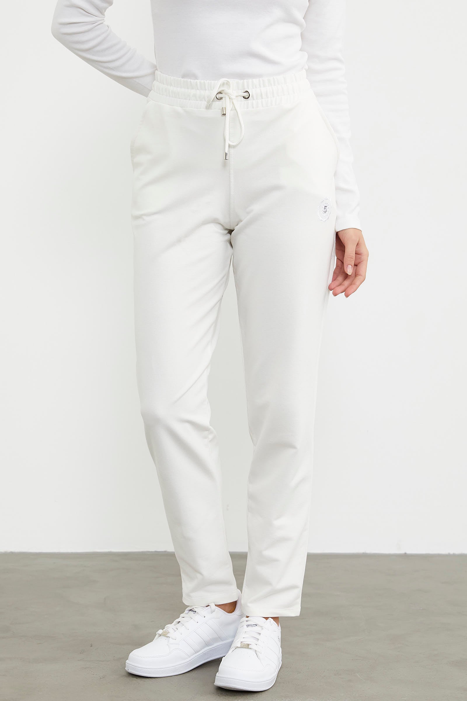 Yüksek Bel İki İplik Eşofman Altı - Ekru (3) Sementa