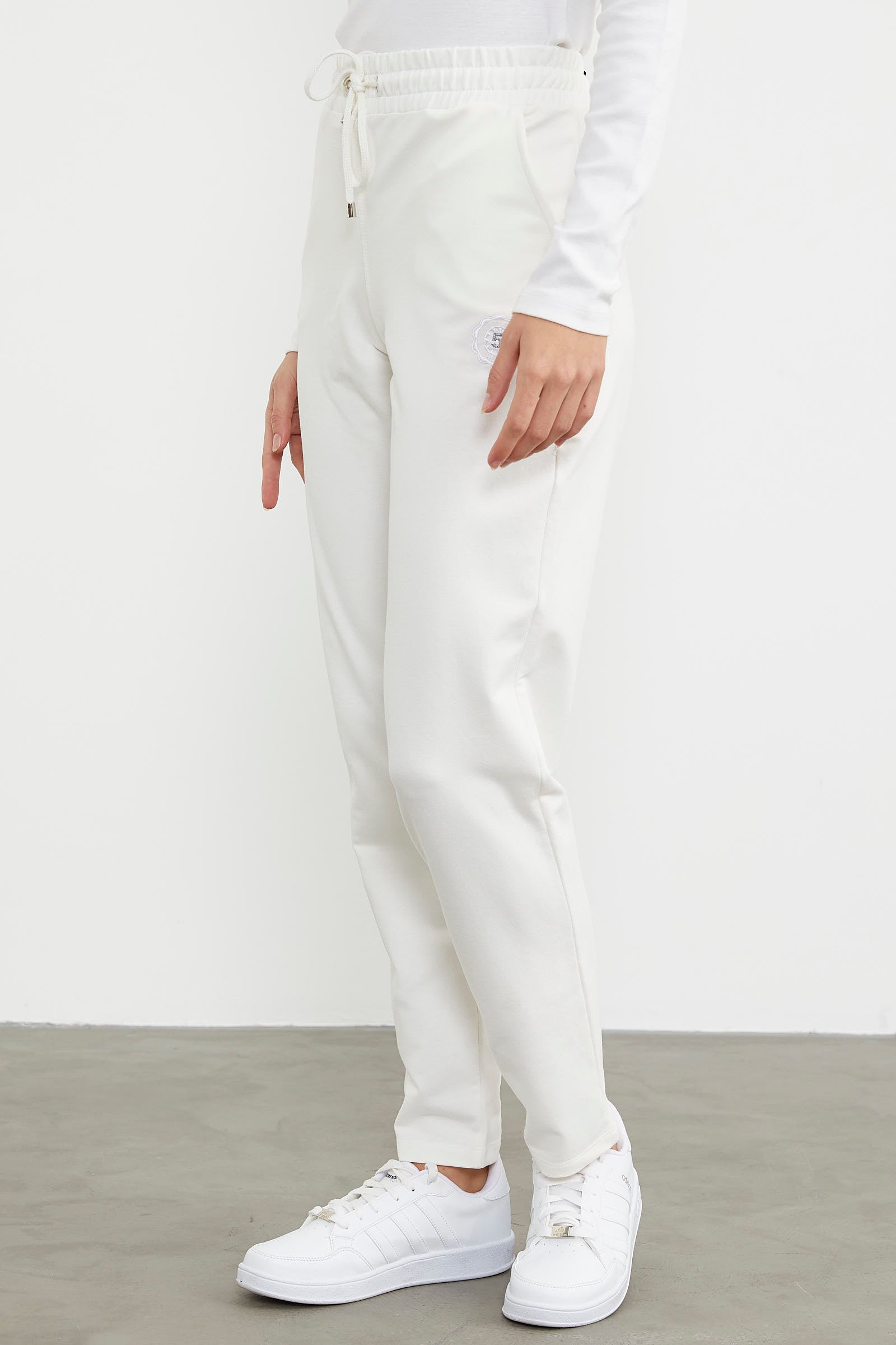 Yüksek Bel İki İplik Eşofman Altı - Ekru (4) Sementa