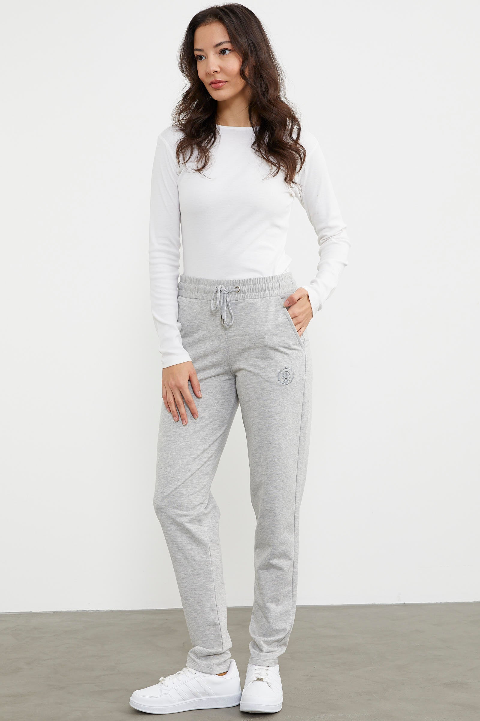 Yüksek Bel İki İplik Eşofman Altı - Gri (2) Sementa